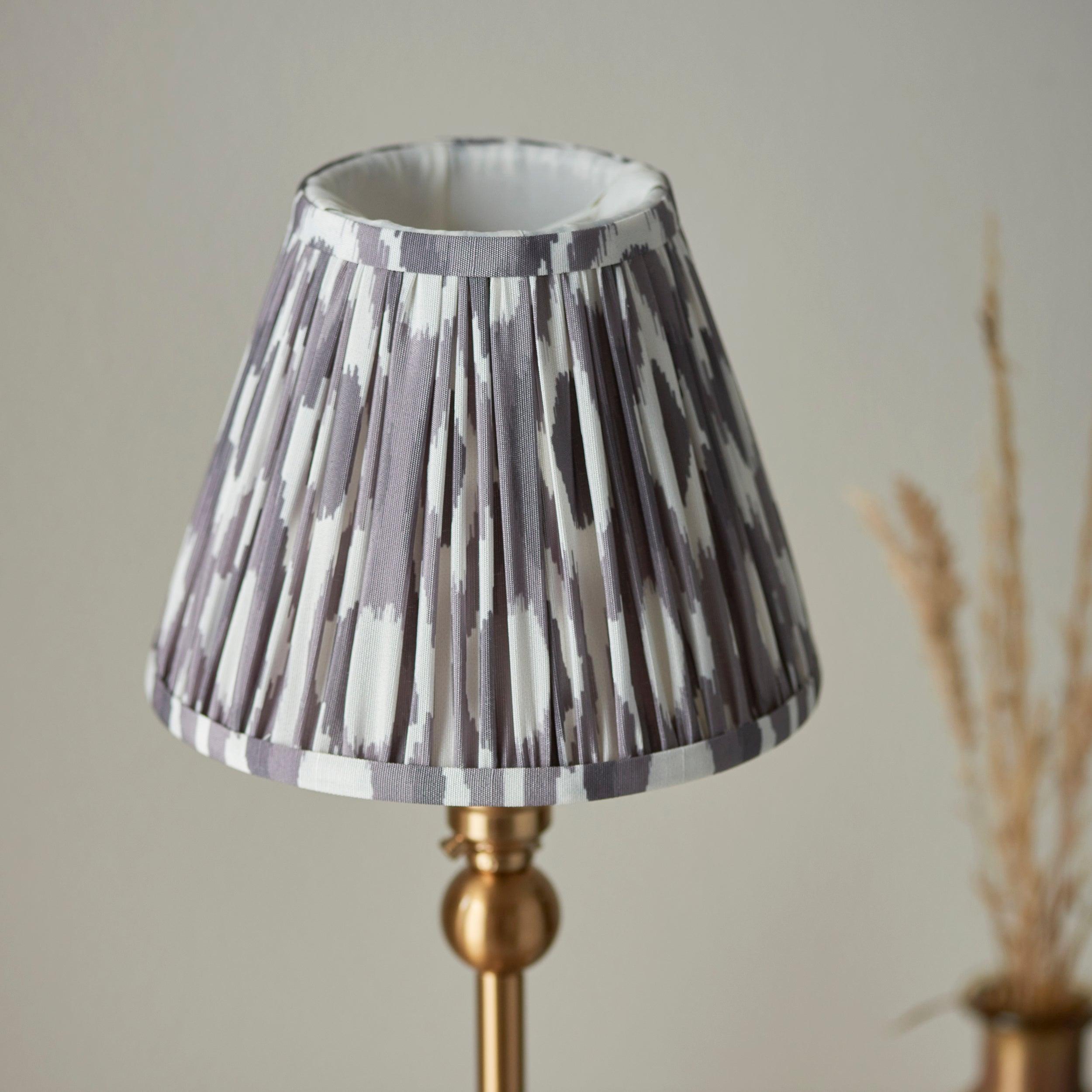 Santiago Brass Table Lamp Grey Ikat Shade
