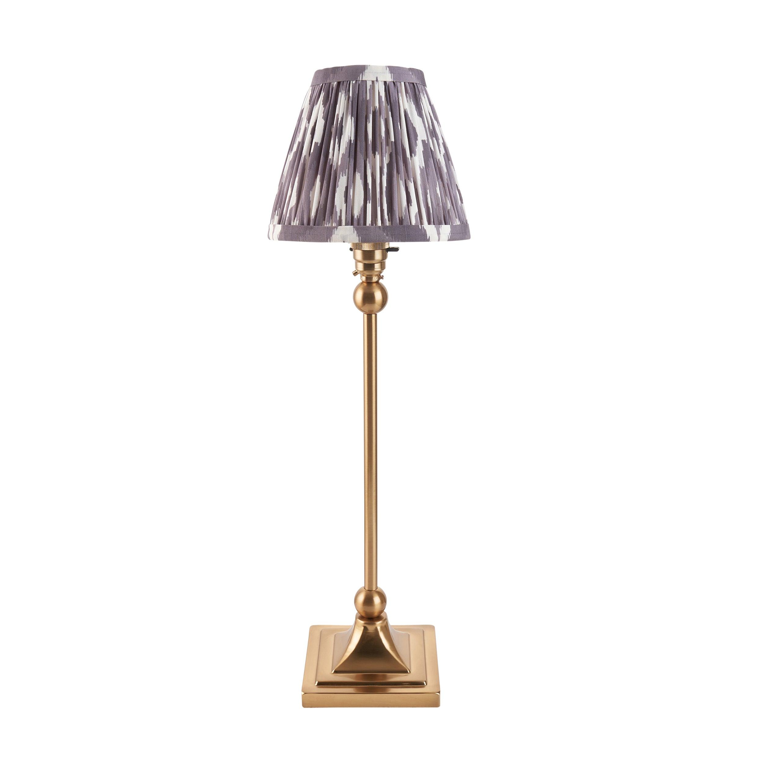 Santiago Brass Table Lamp Grey Ikat Shade