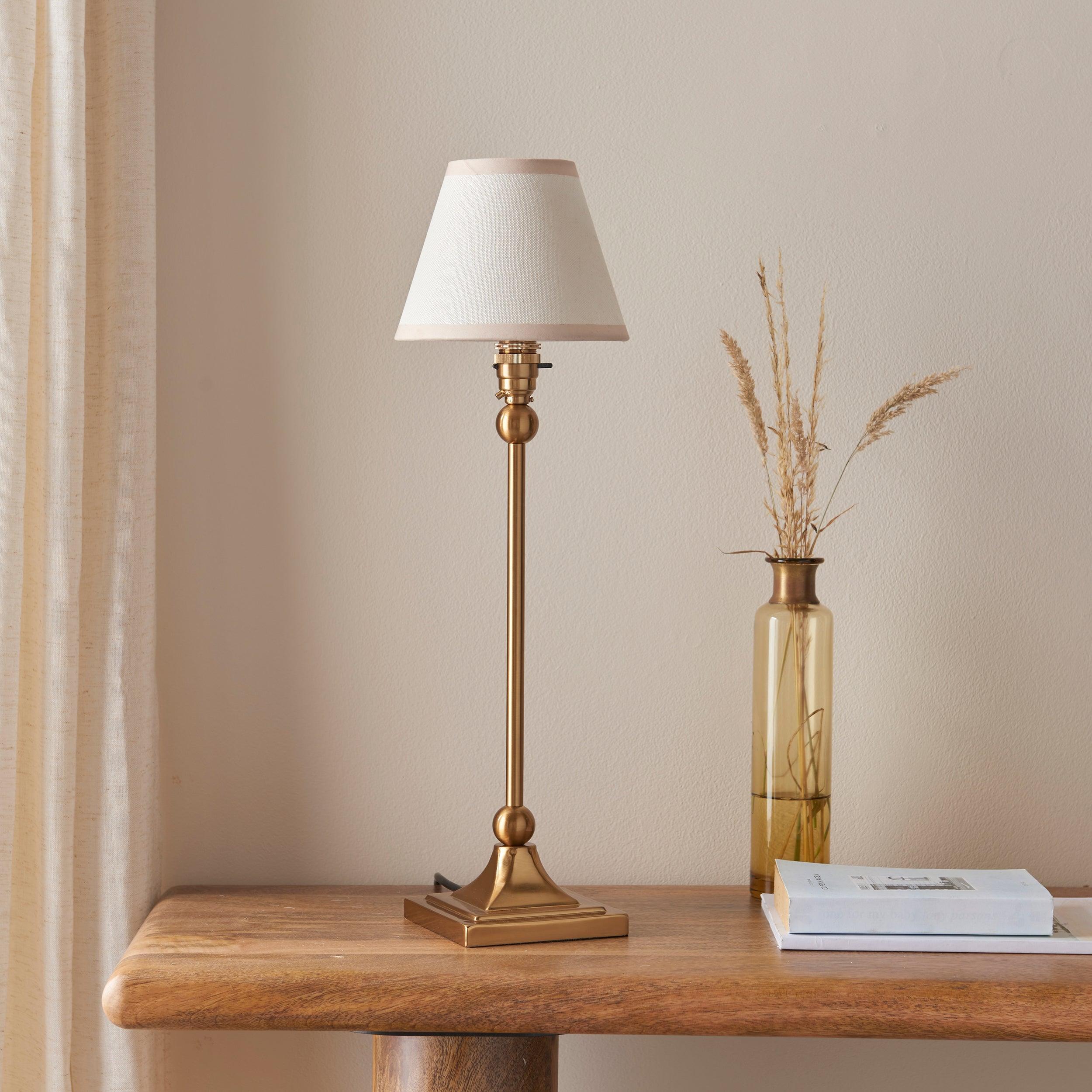 Santiago Brass Table Lamp With White Ivy Shade
