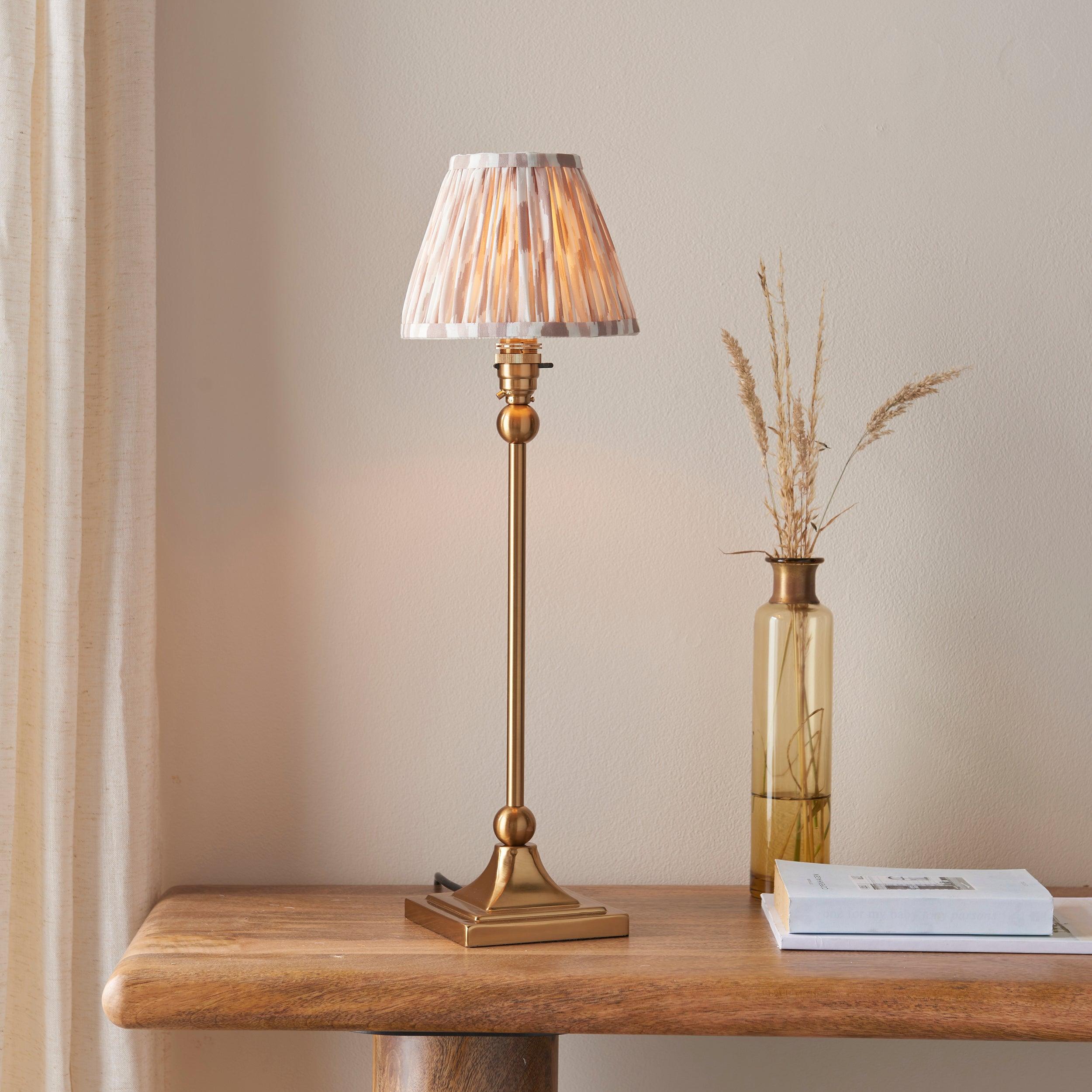 Santiago Brass Table Lamp With Neutral Ikat Shade