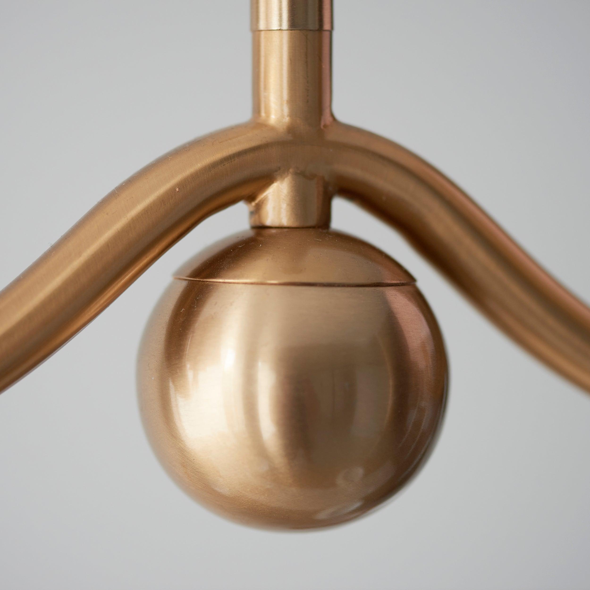 Santiago Brass 4 Light Pendant Ceiling Light With Pearl Grey Leaf 16cm Shades