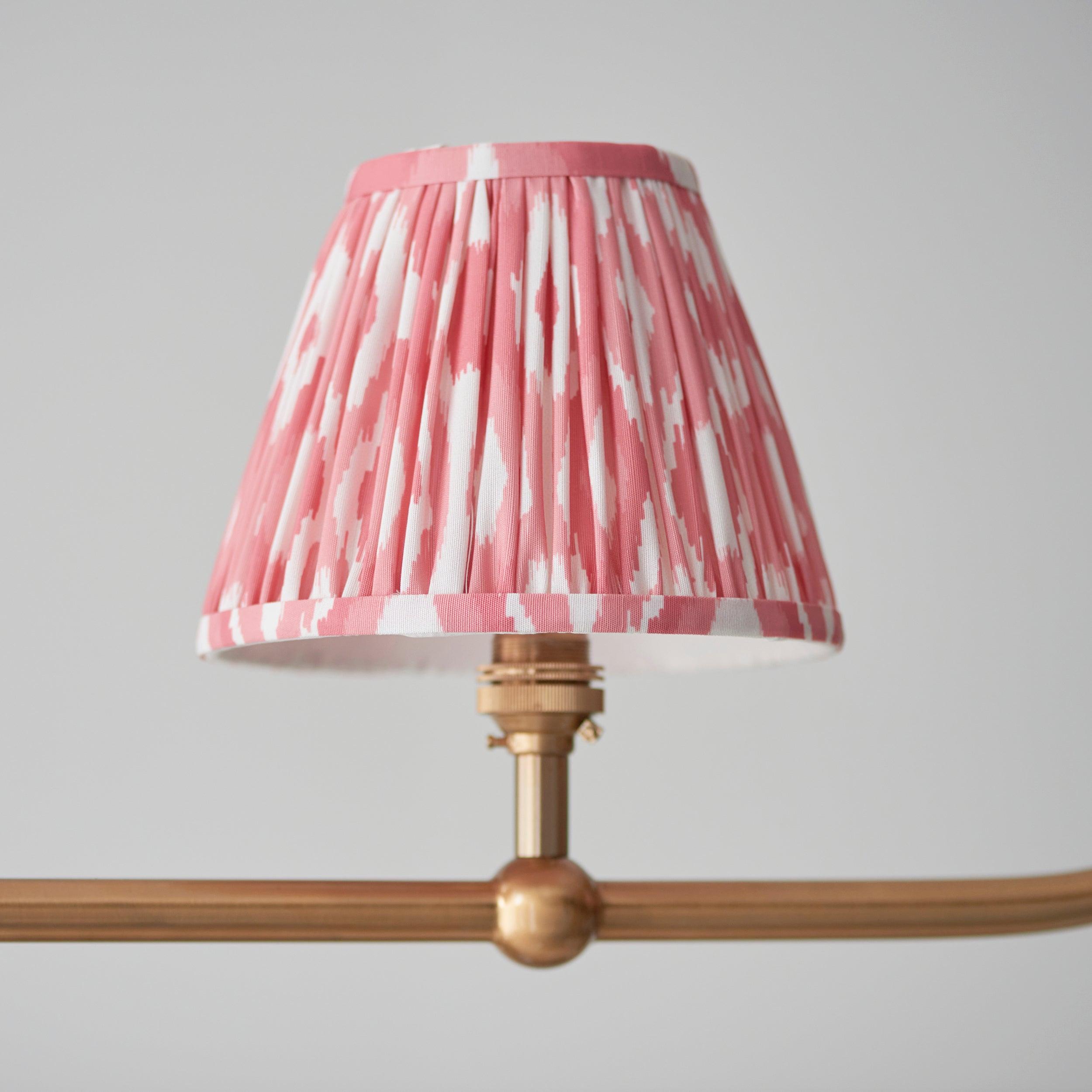 Santiago Brass 4 Light Pendant Ceiling Light With Pink Ikat 16cm Shades