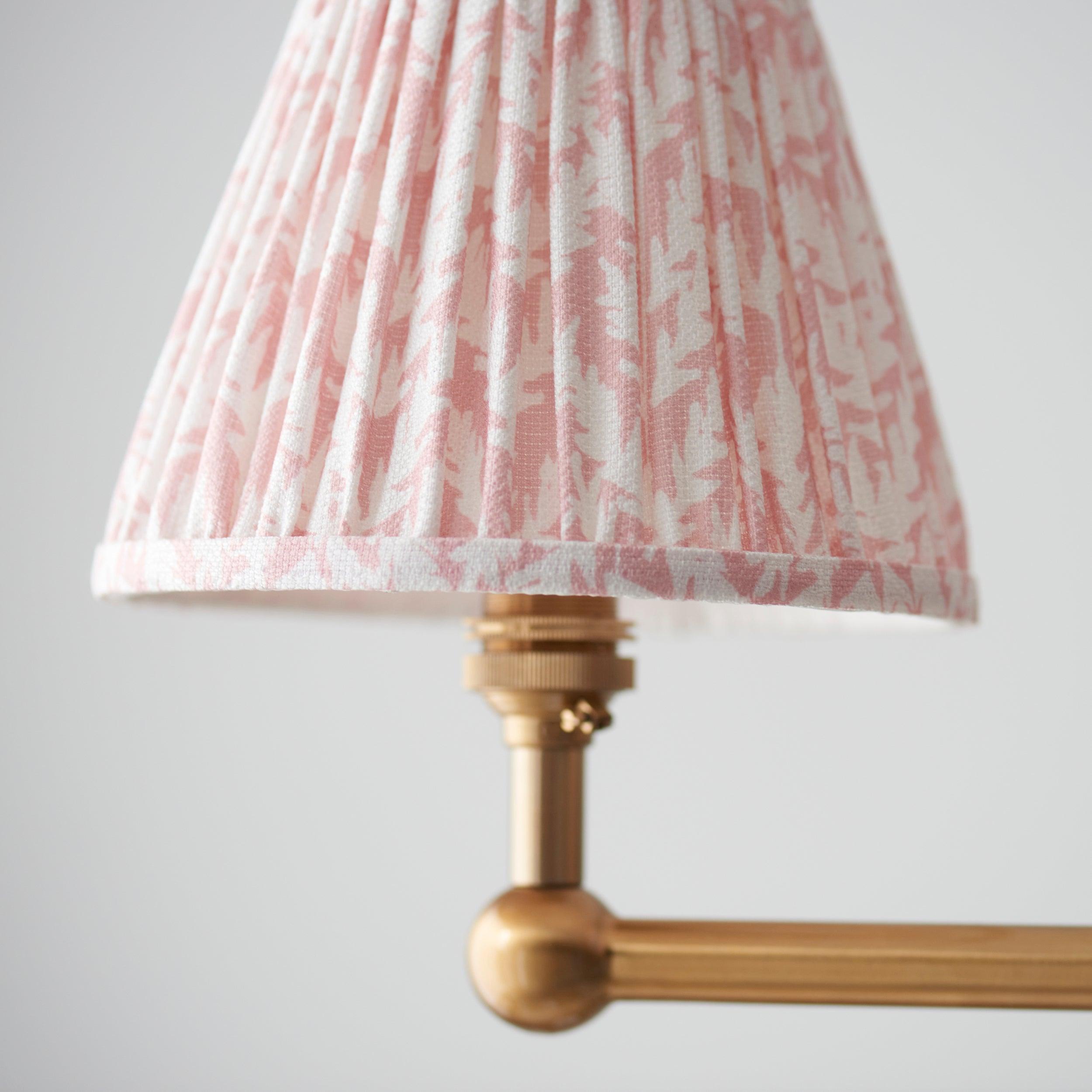 Santiago Brass 4 Light Pendant Ceiling Light With Peachy Leaf 16cm Shades