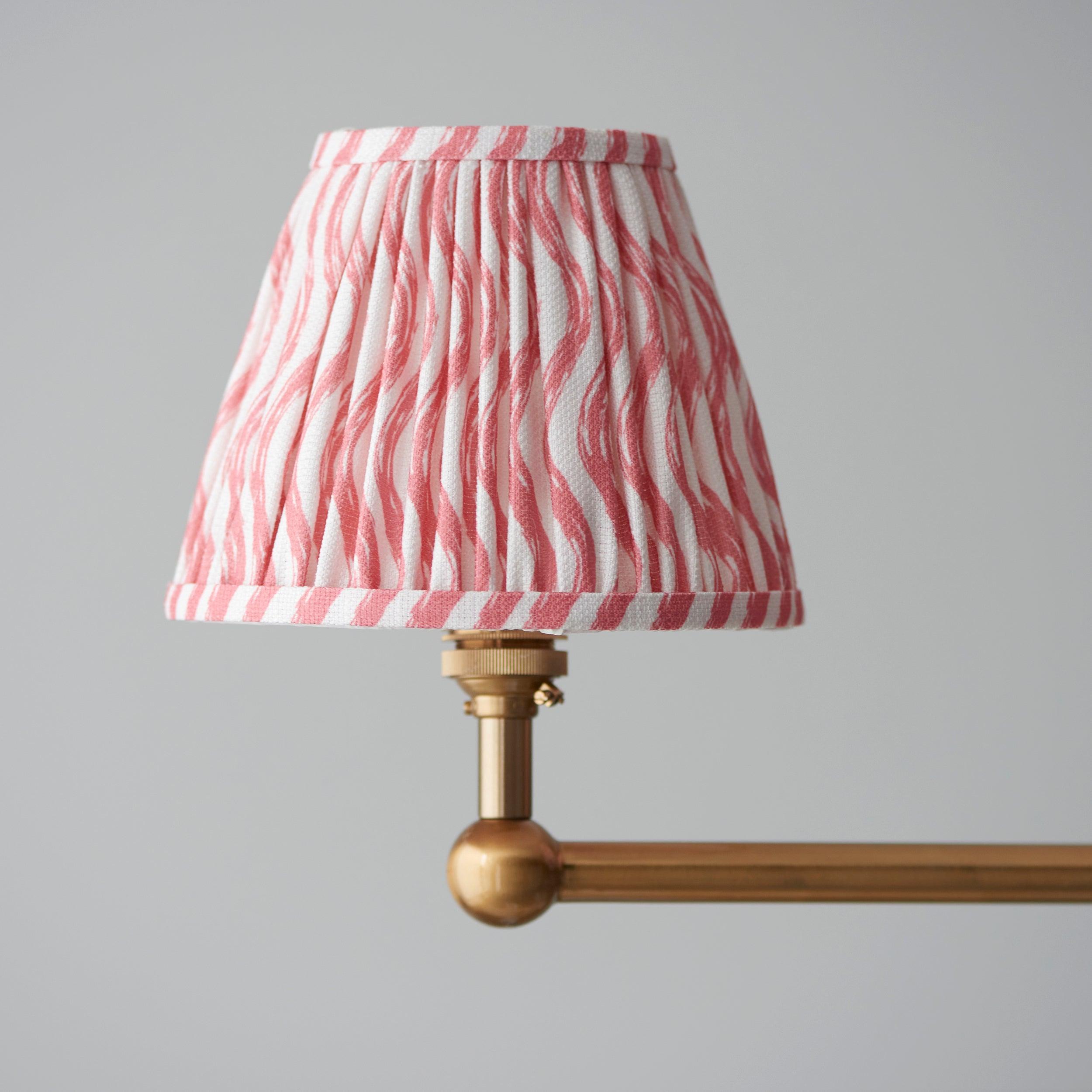 Santiago Brass 4 Light Pendant Ceiling Light With Pink Ripple 16cm Shades