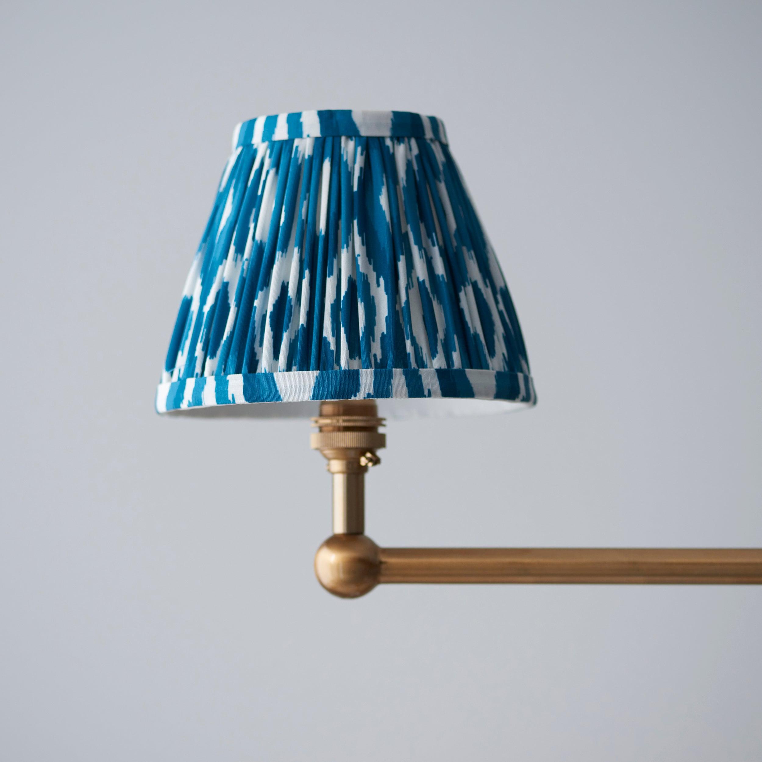 Santiago Brass 4 Light Pendant Ceiling Light With Blue Ikat 16cm Shades