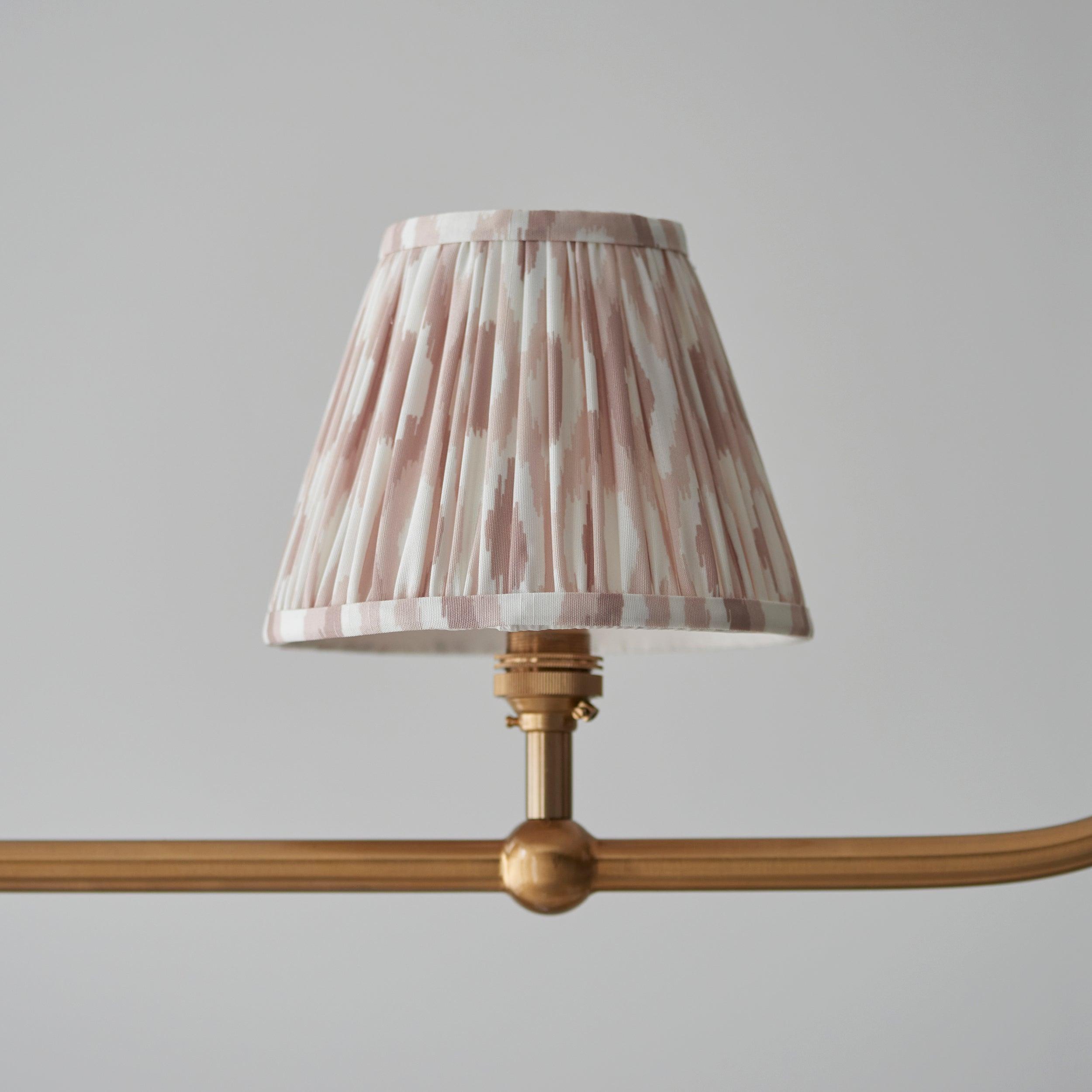 Santiago Brass 4 Light Pendant Ceiling Light With Neutral Ikat 16cm Shades