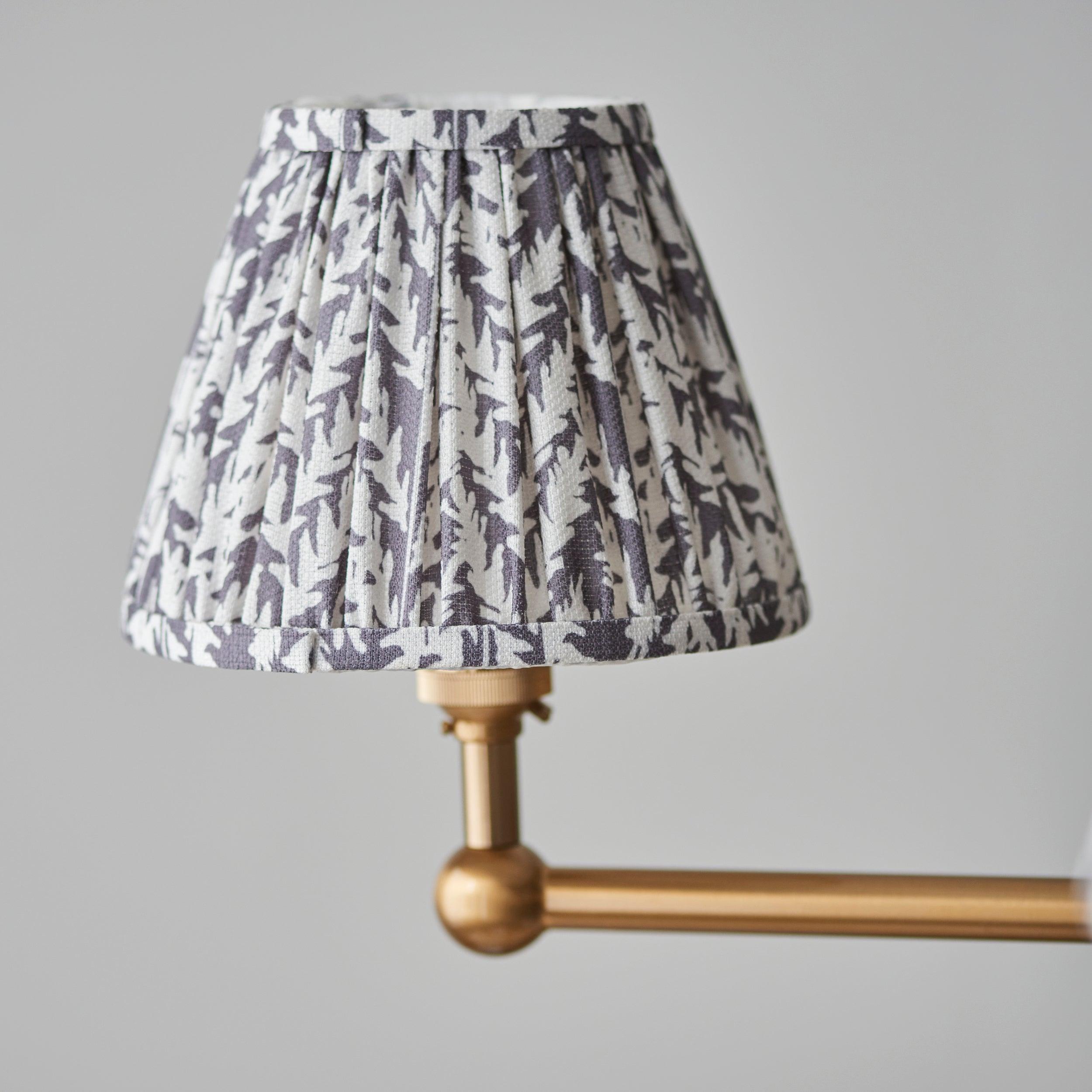 Santiago Brass 5 Light Pendant Ceiling Light With Grey Leaf 16cm Shades