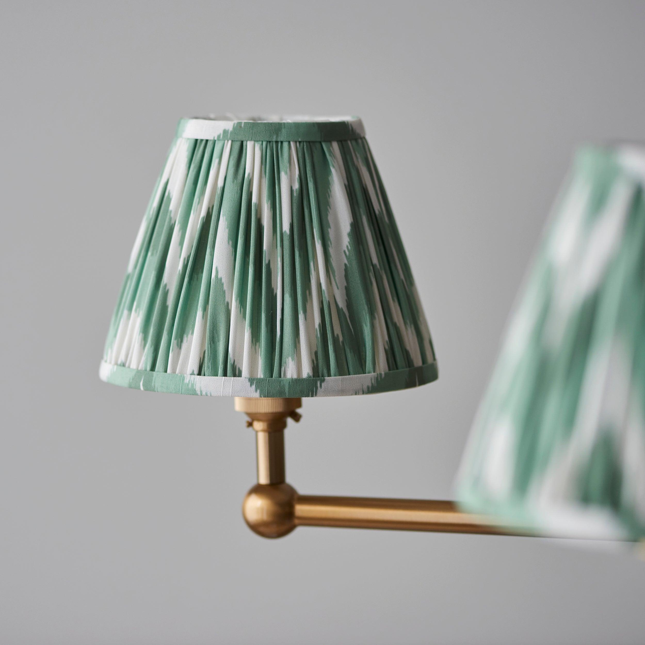 Santiago Brass 5 Light Pendant Ceiling Light With Green Zigzag 16cm Shades