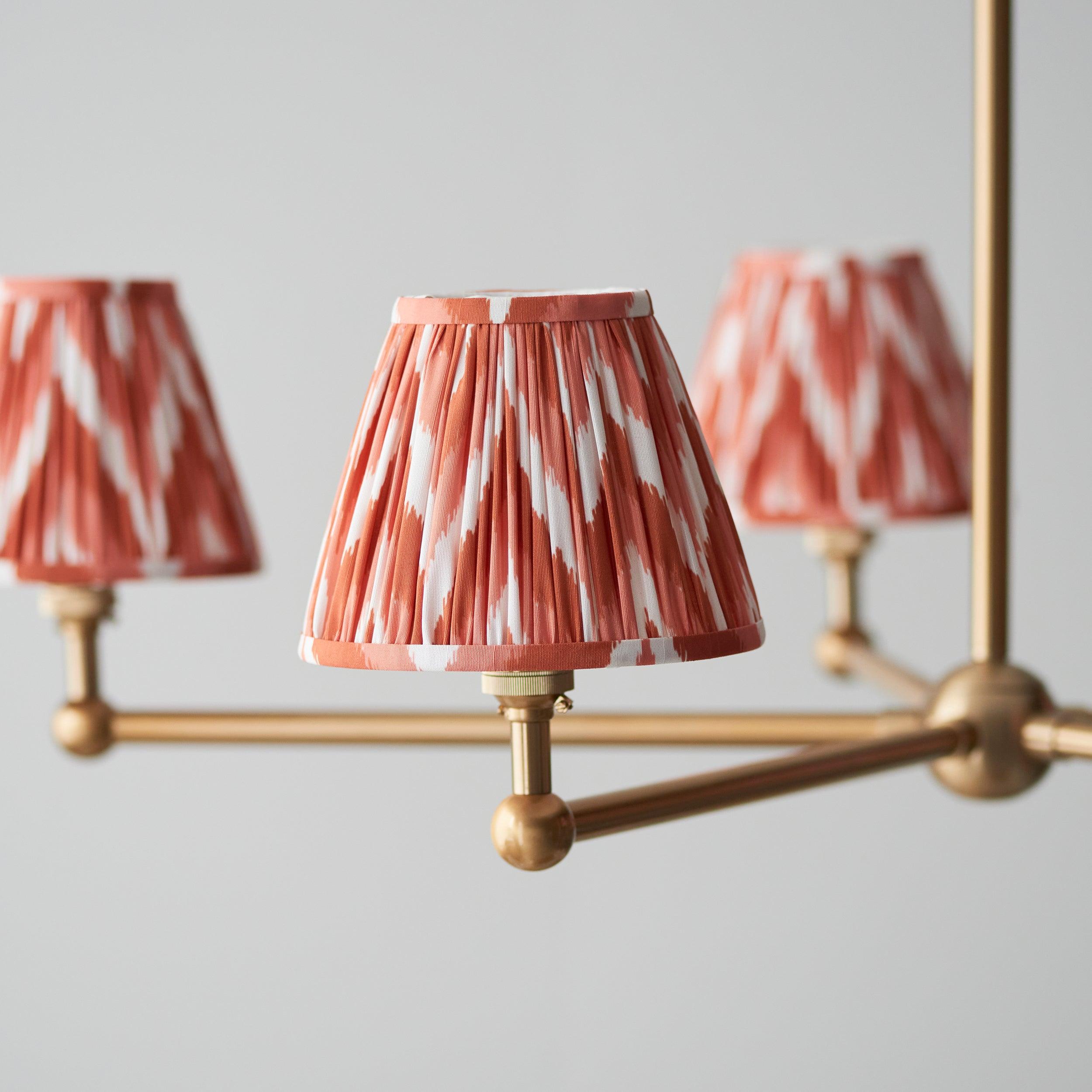 Santiago Brass 5 Light Pendant Ceiling Light With Orange Zigzag 16cm Shades