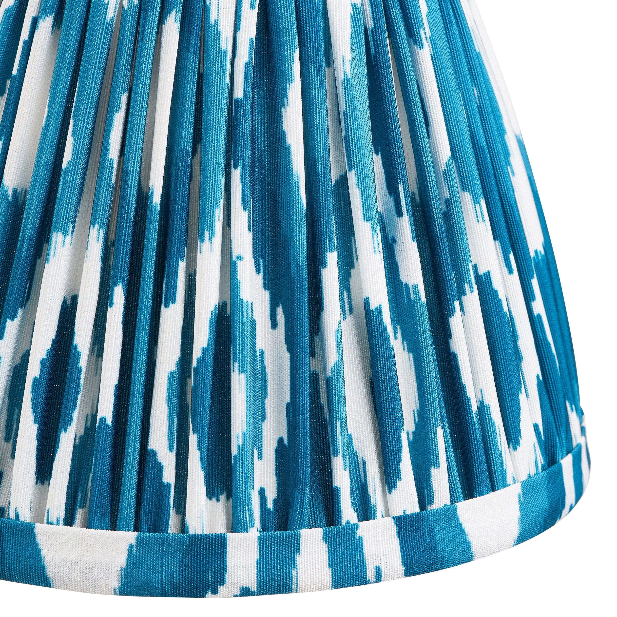 Santiago Long Line Brass Wall Light With Blue Ikat 16cm Shade