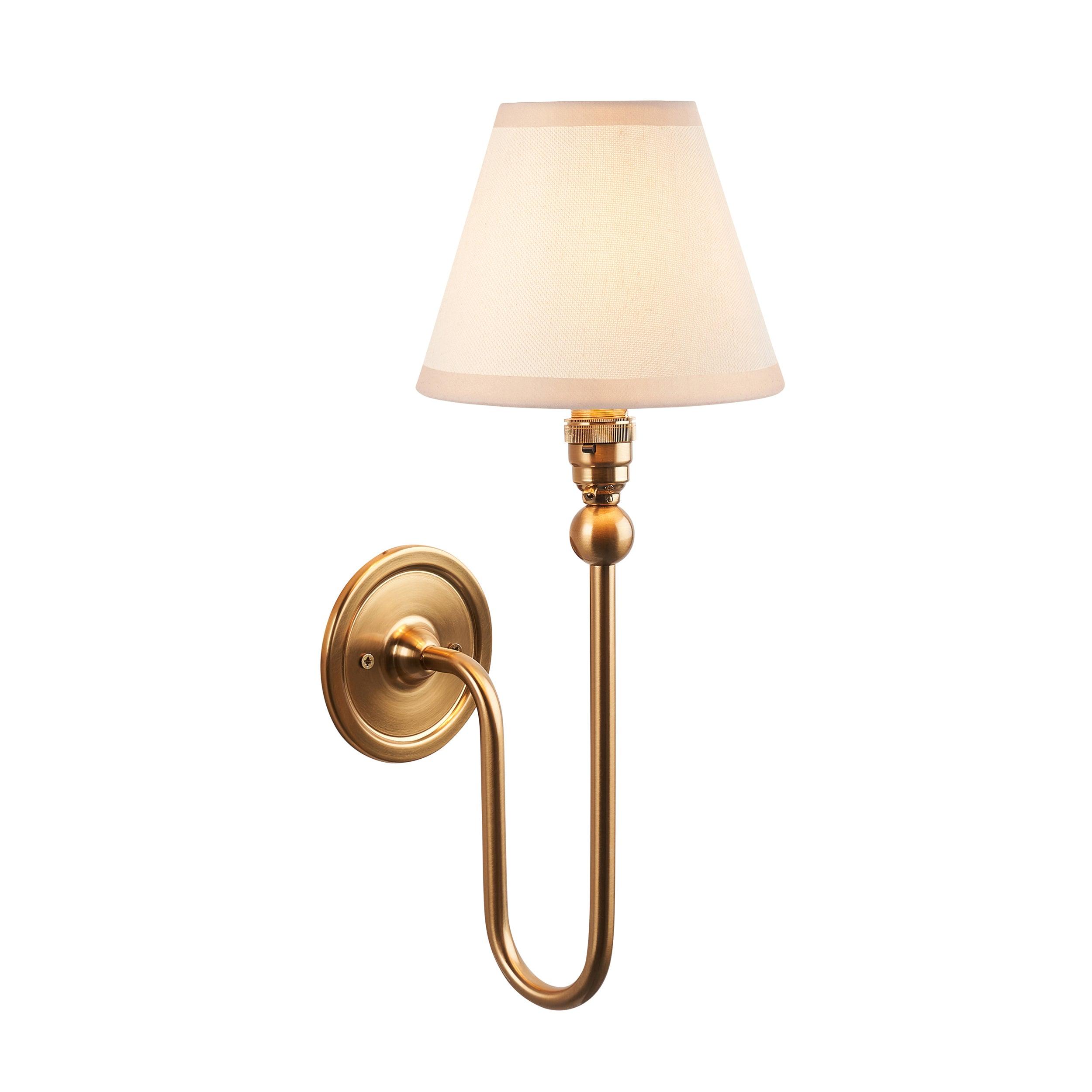 Santiago Long Line Brass Wall Light With White Ivy 16cm Shade
