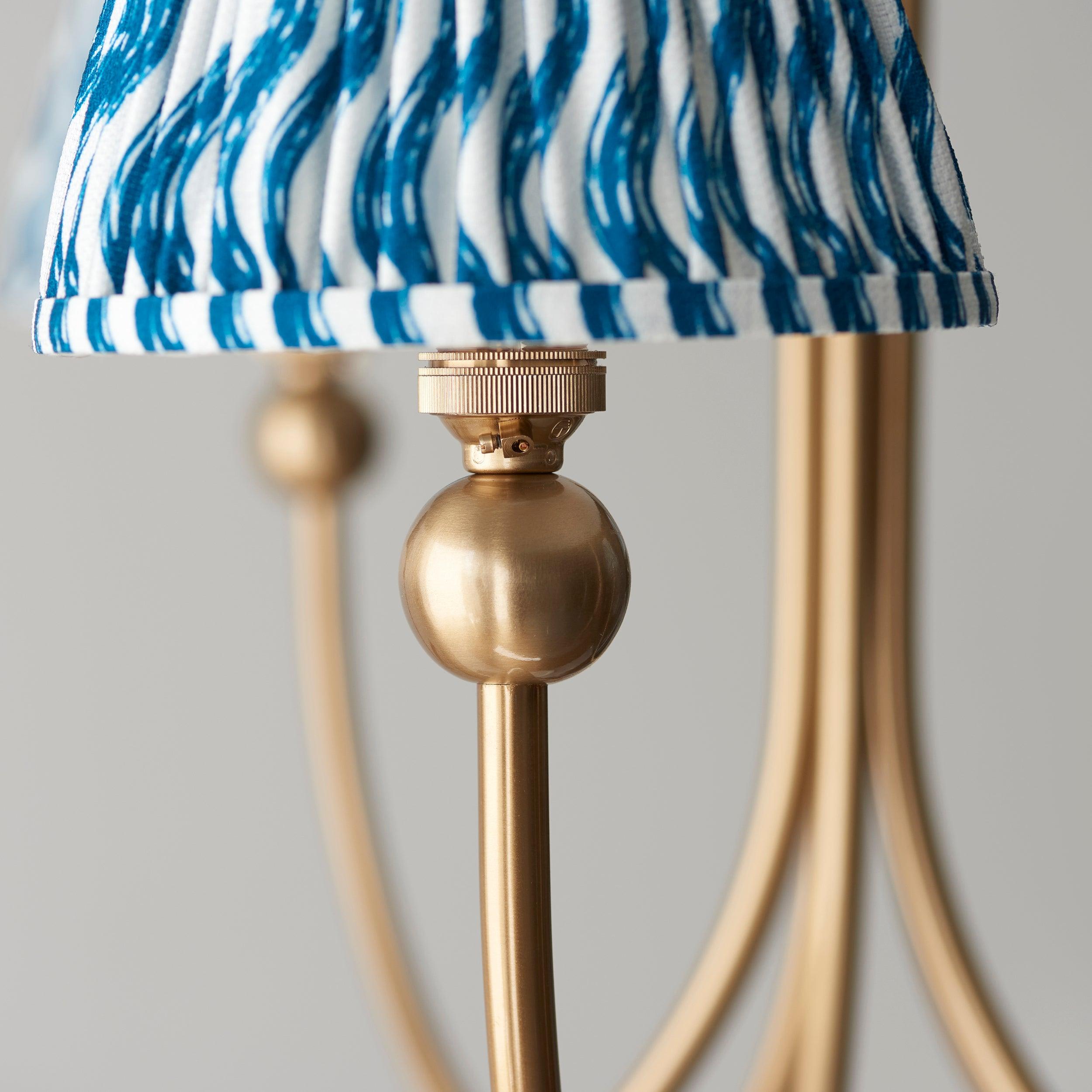Santiago Brass Chandelier With Blue Ripple 16cm Shades