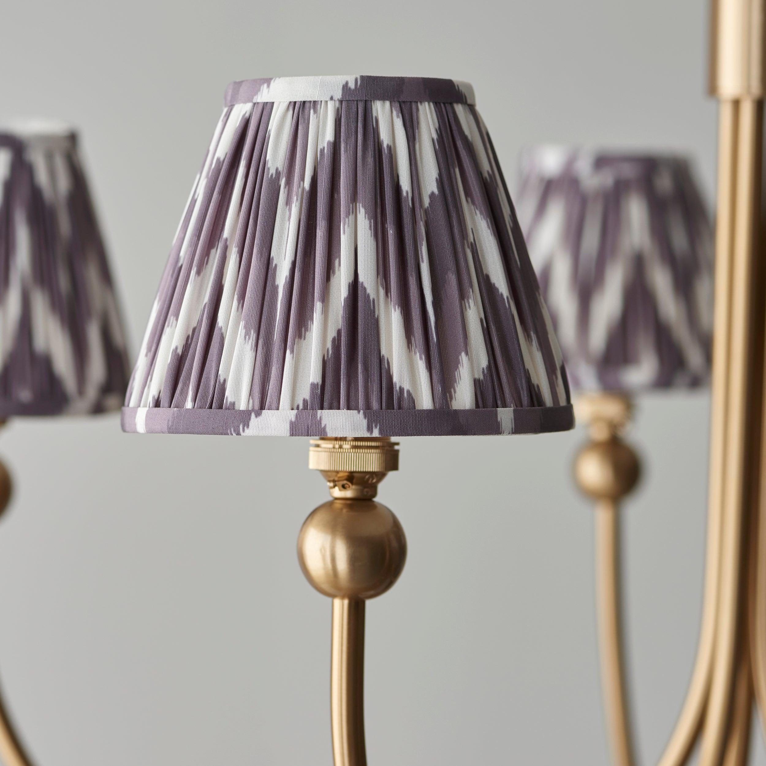 Santiago Brass Chandelier With Grey Zigzag 16cm Shades