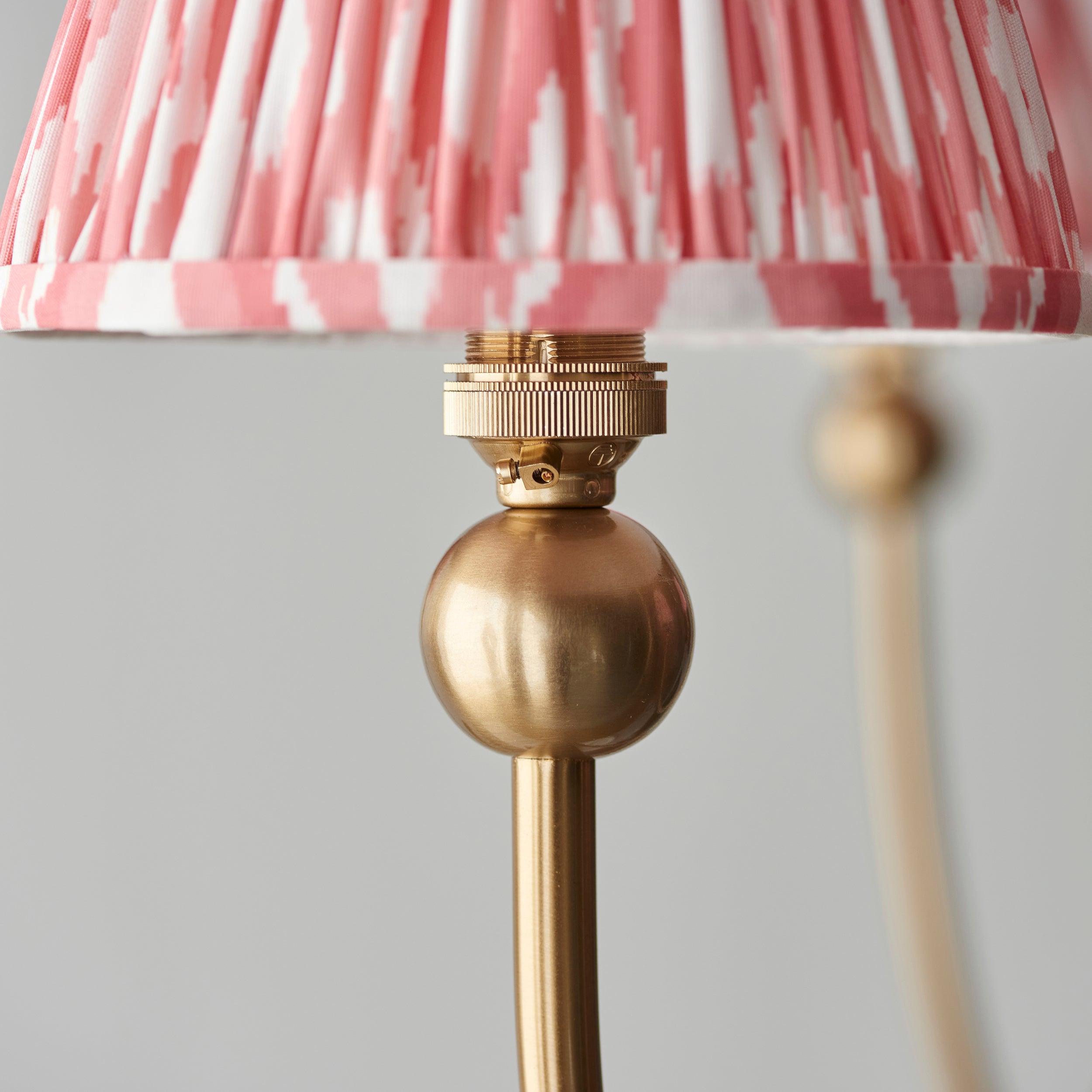 Santiago Brass Chandelier With Pink Ikat 16cm Shades
