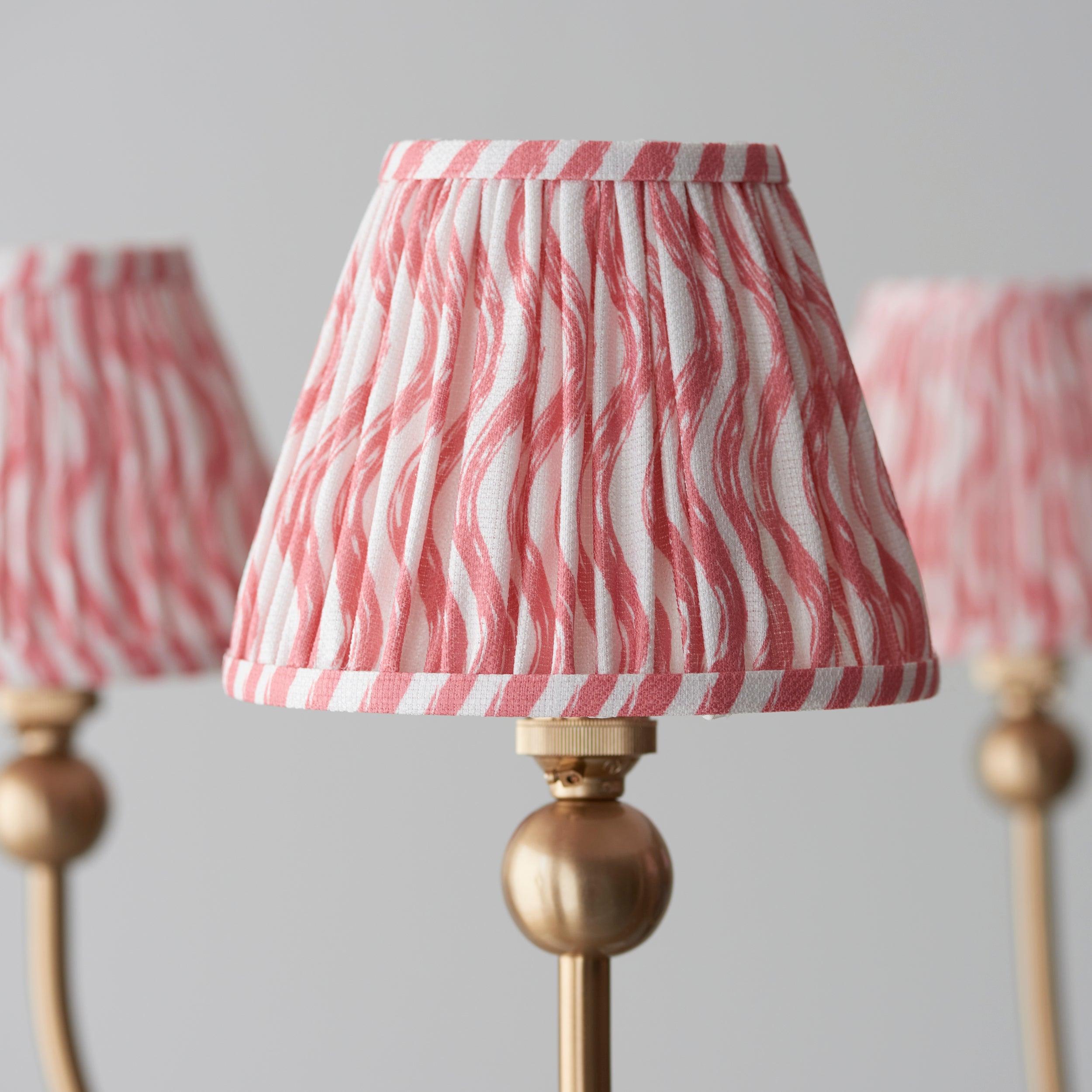 Santiago Brass Chandelier With Pink Ripple 16cm Shades