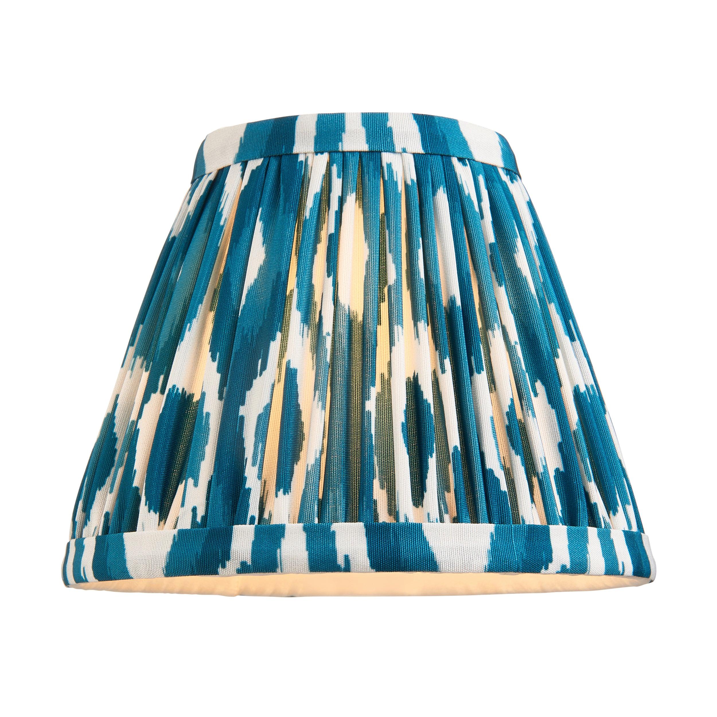 Santiago Brass Chandelier With Blue Ikat 16cm Shades