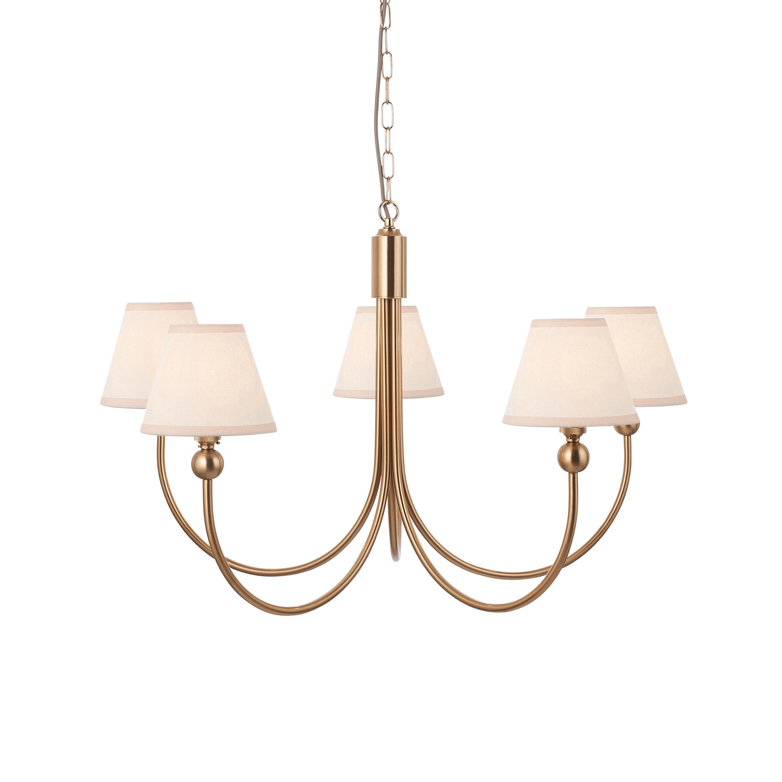 Santiago Brass Chandelier With White Ivy 16cm Shades