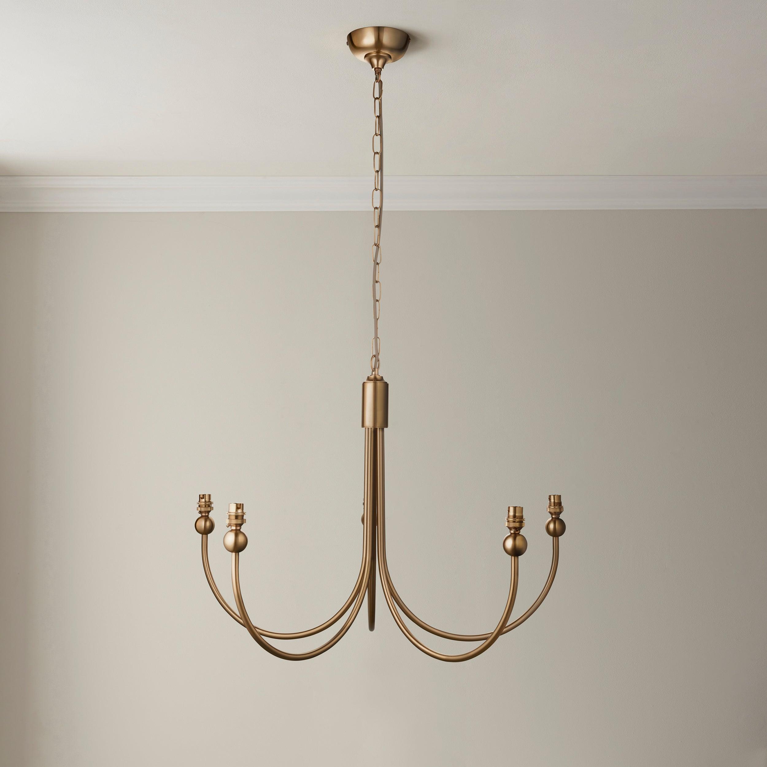 Santiago Brass Chandelier With White Ivy 16cm Shades