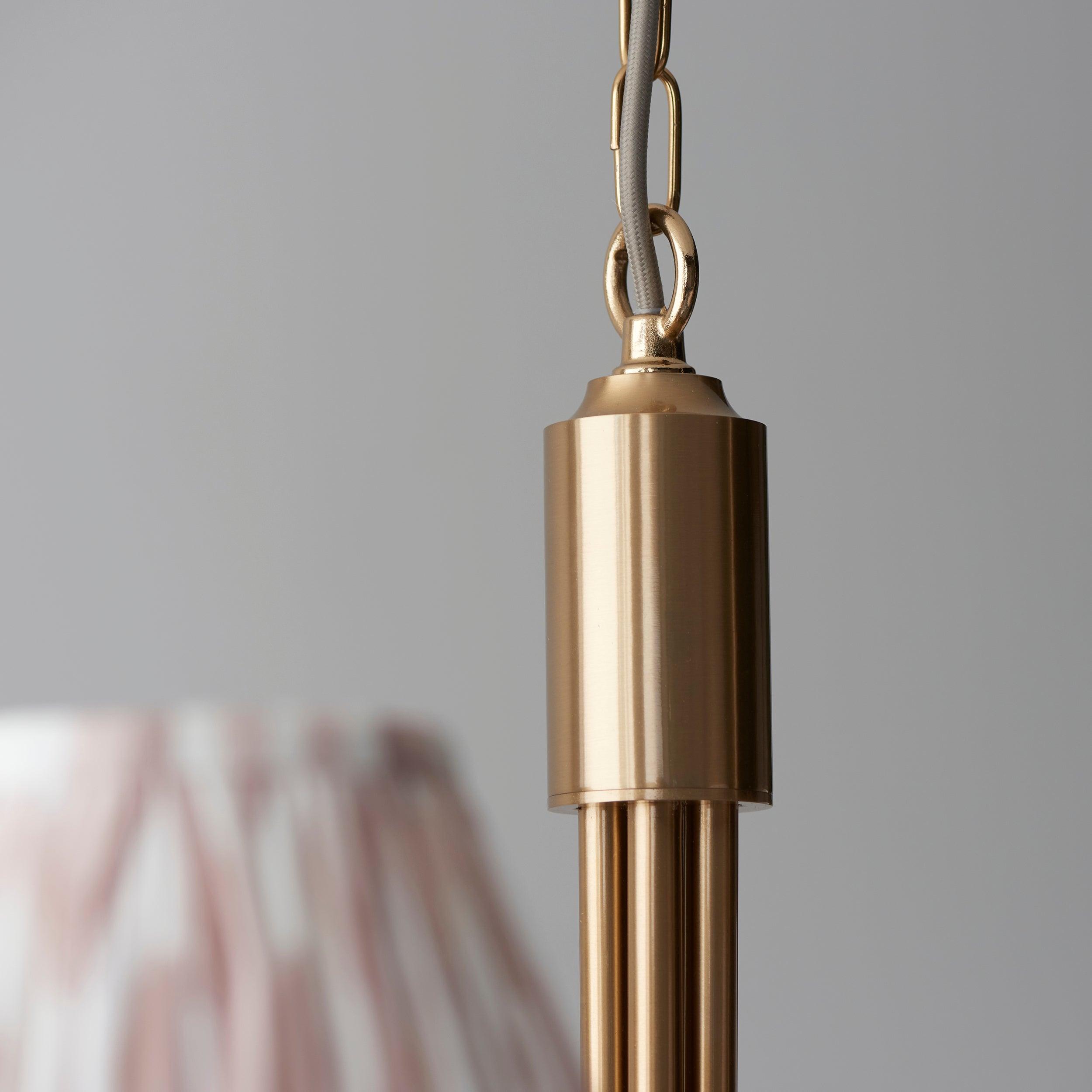 Santiago Brass Chandelier With Neutral Ikat 16cm Shades