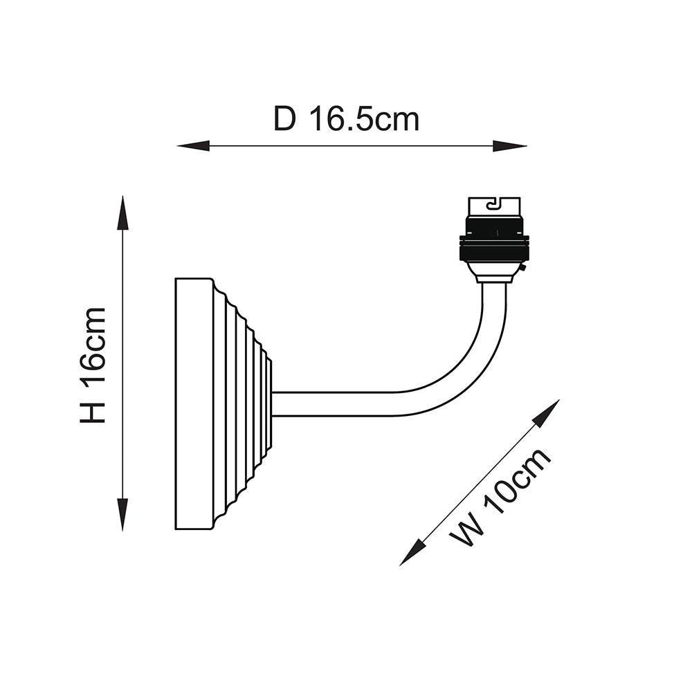 Obelisk Arc Brass Wall Light Fitting — close-up detail
