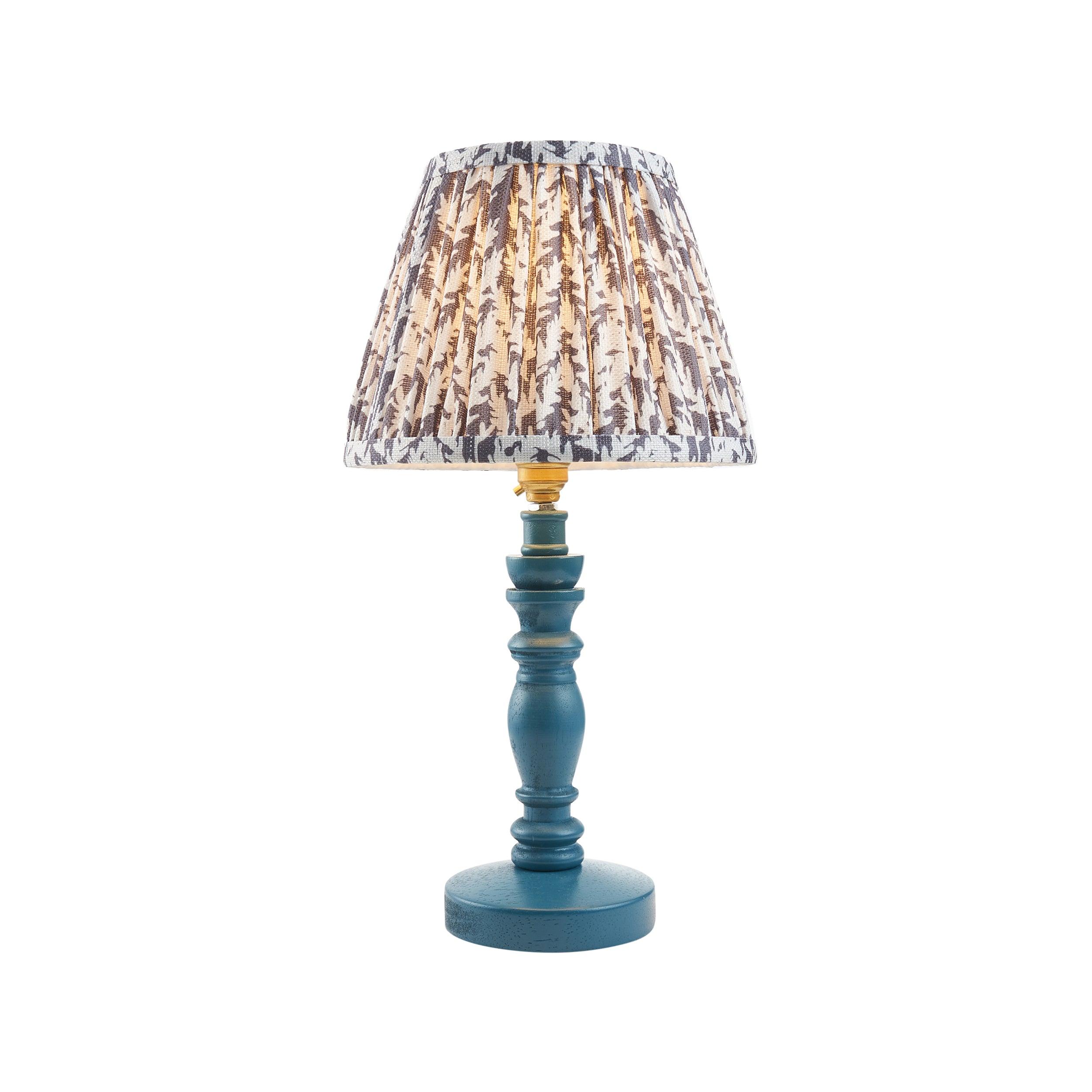 Bibury Blue Table Lamp & Leaf 20cm Pearl Grey Shade