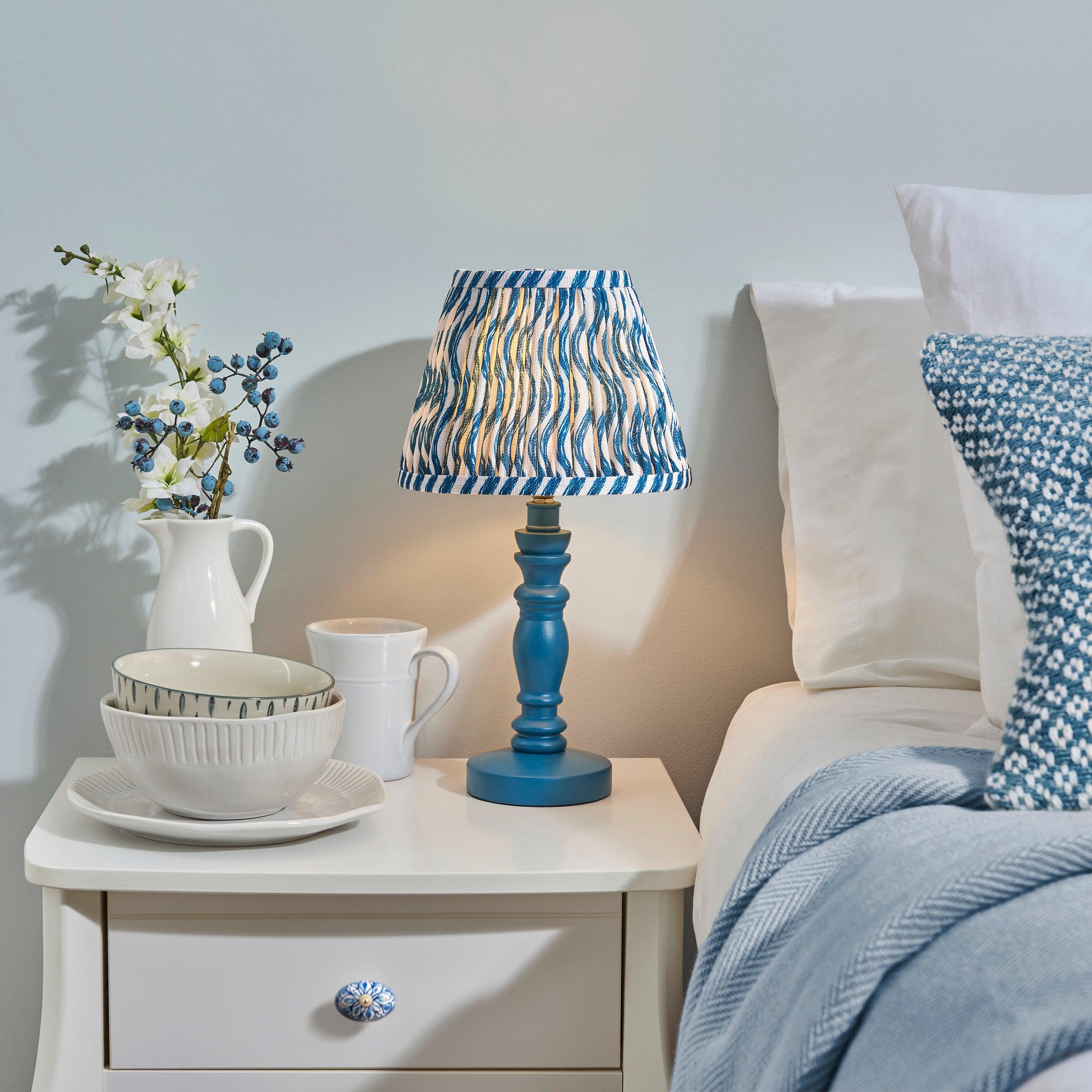 Bibury Blue Table Lamp & Ripple 20cm Marlin Blue Shade