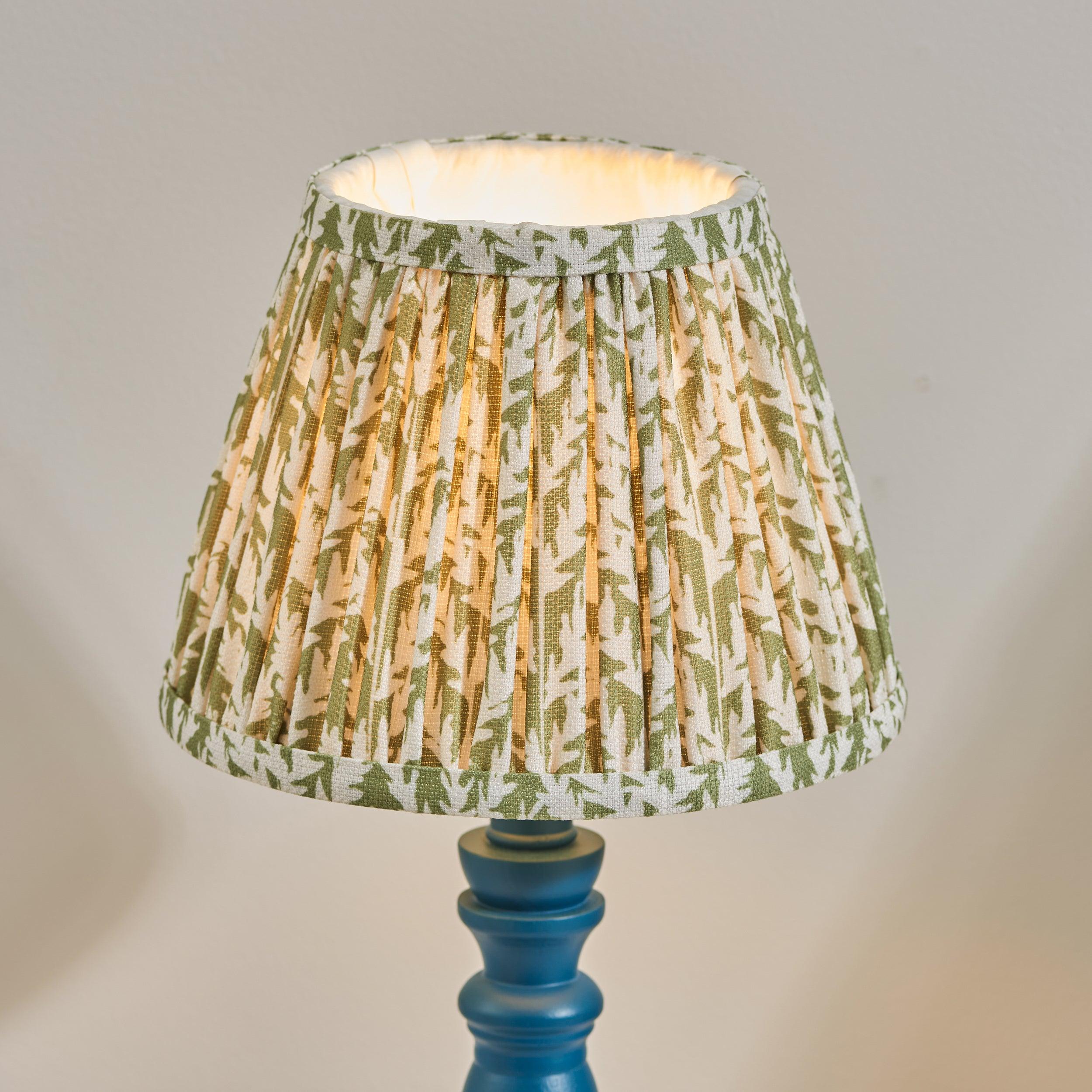 Bibury Blue Table Lamp & Leaf 20cm Herb Garden Green Shade