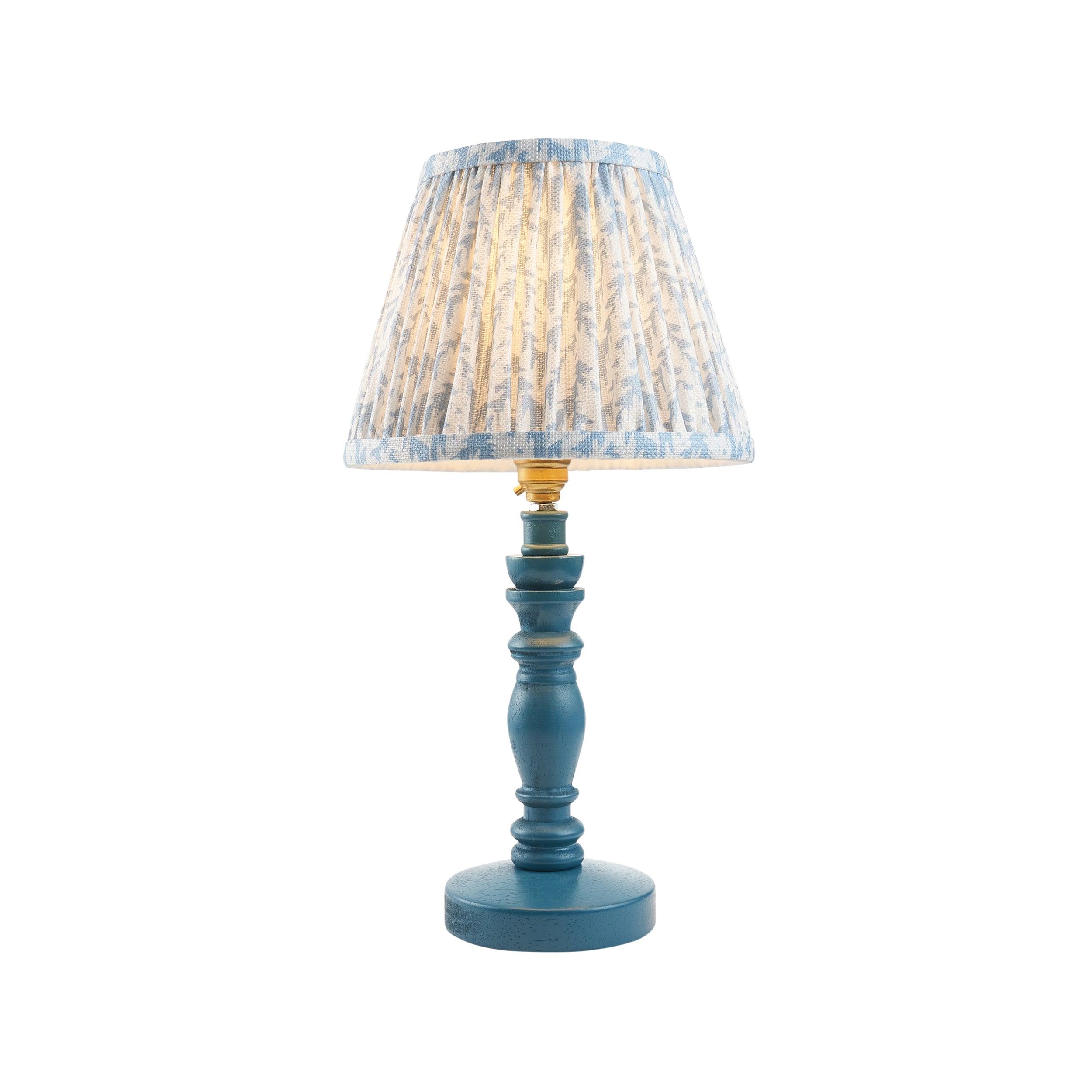 Bibury Blue Table Lamp & Leaf 20cm Shell Bay Blue Shade
