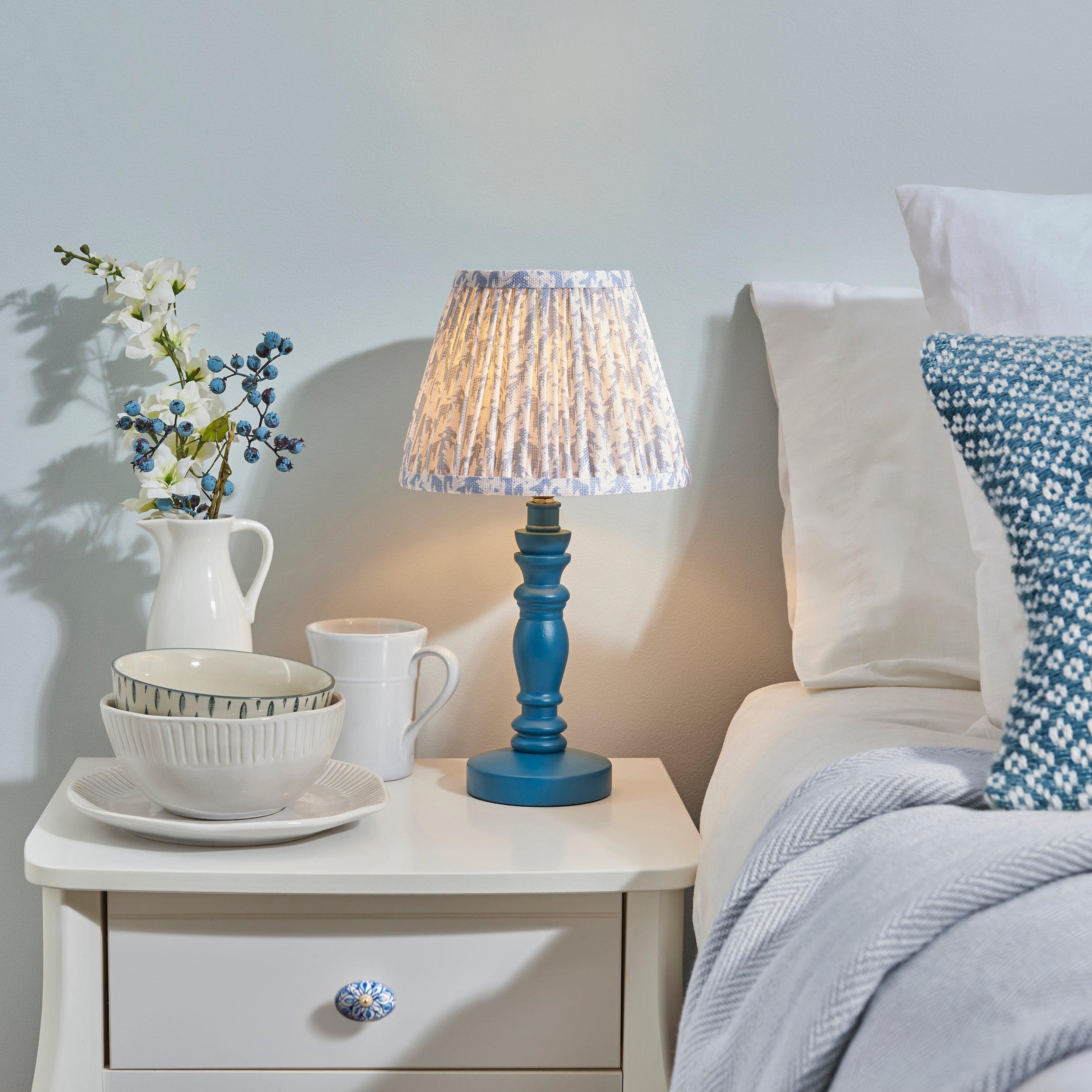 Bibury Blue Table Lamp & Leaf 20cm Shell Bay Blue Shade