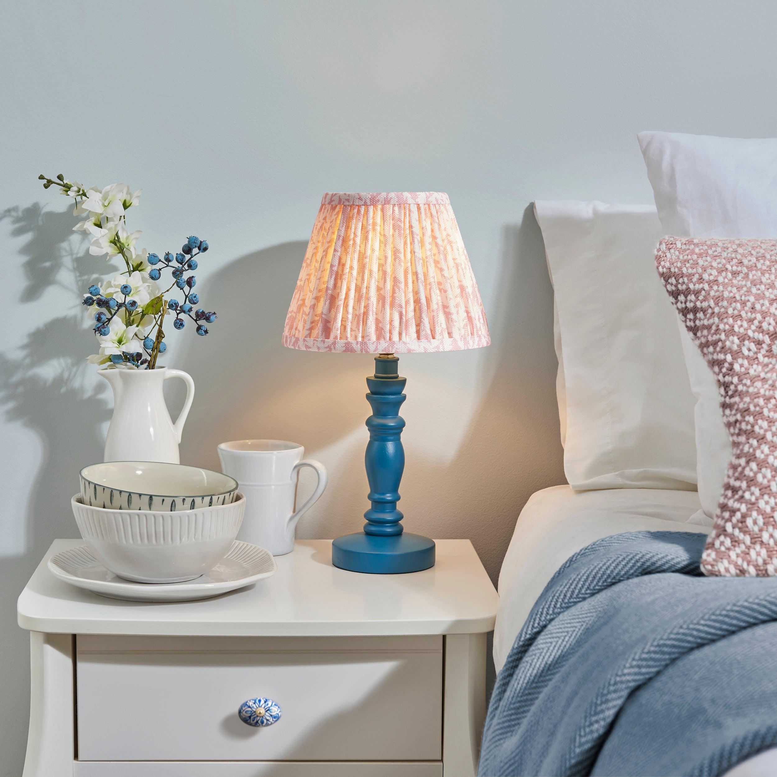 Bibury Blue Table Lamp & Leaf 20cm Peachy Keen Shade