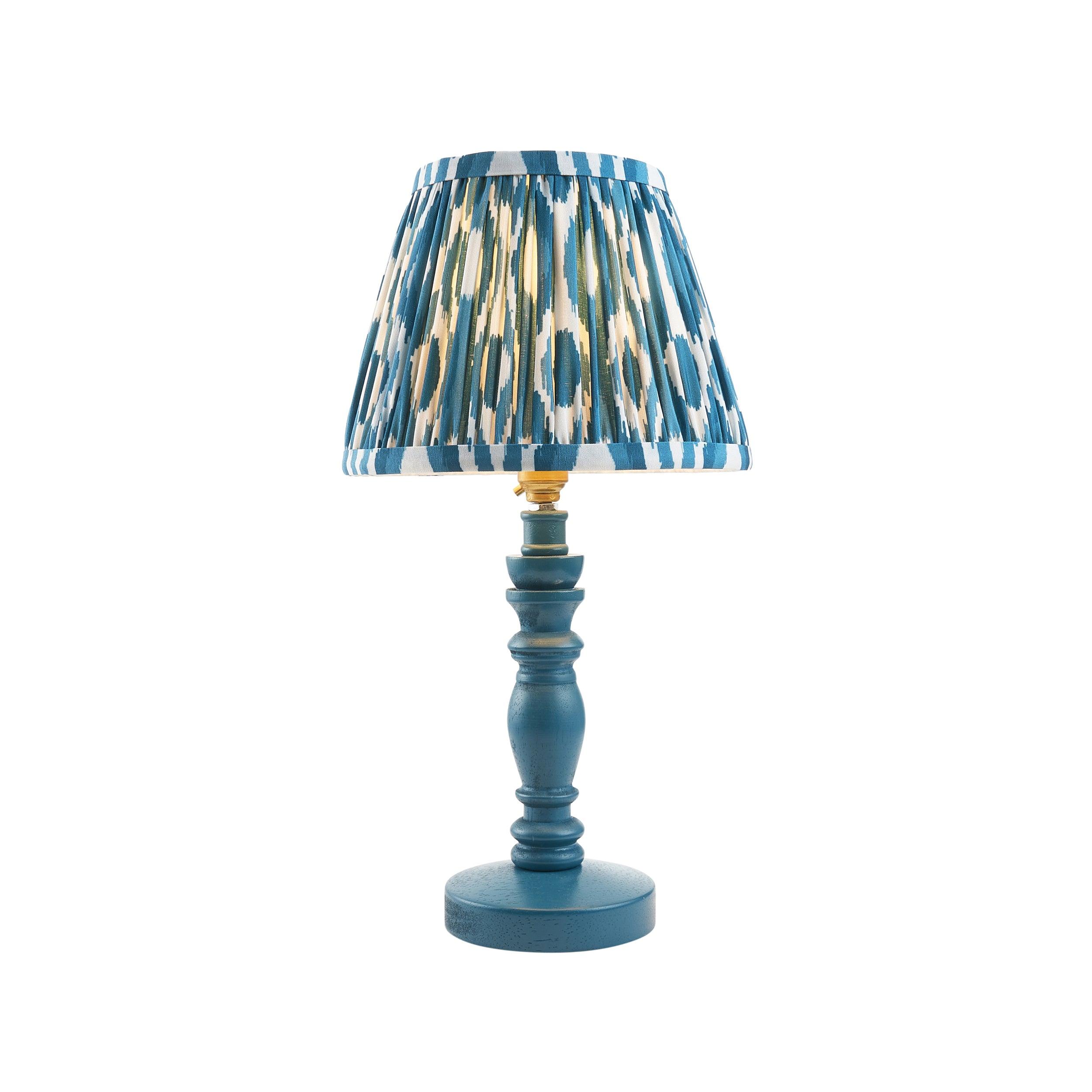 Bibury Blue Table Lamp & Ikat 20cm Marlin Blue Shade