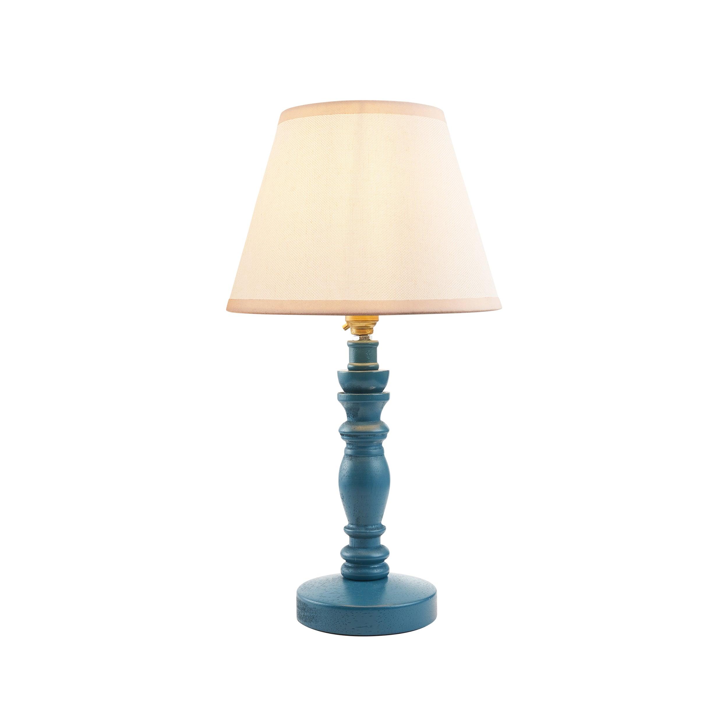 Bibury Blue Table Lamp & Ivy 20cm Vintage White Shade