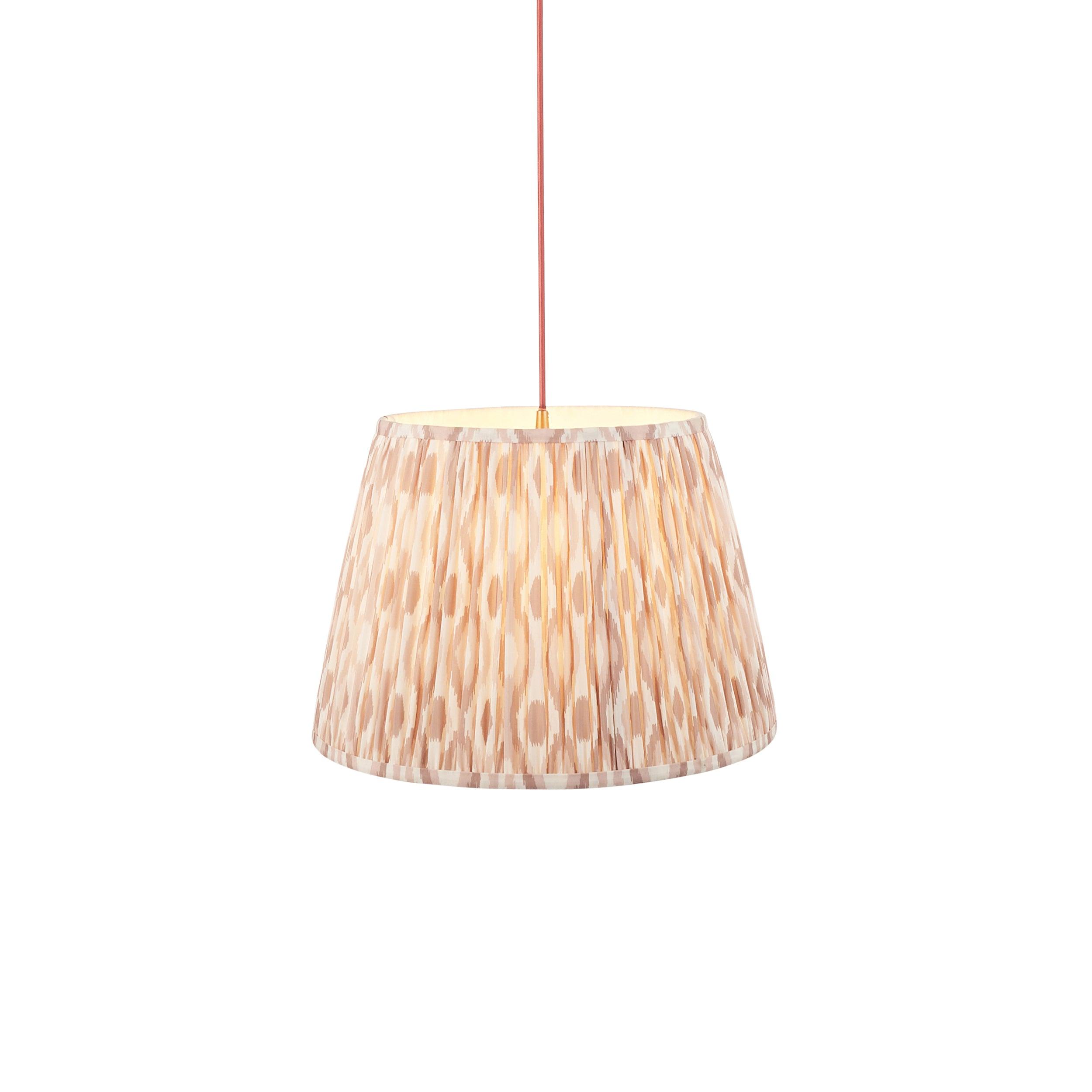 Eltham Ceiling Pendant Light With Red Flex and Neutral Ikat 40cm Shade