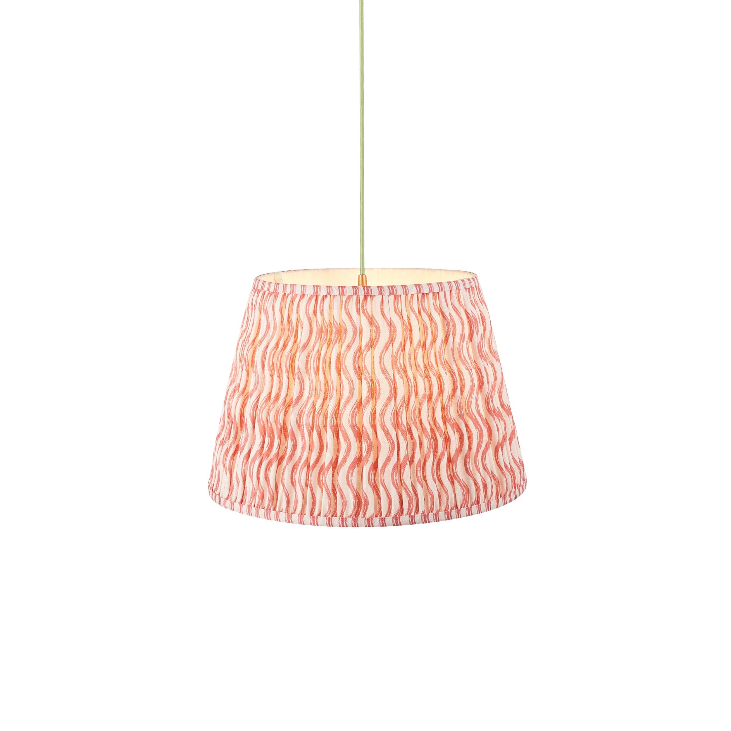 Eltham Ceiling Pendant Light With Green Flex and Pink Ripple 40cm Shade