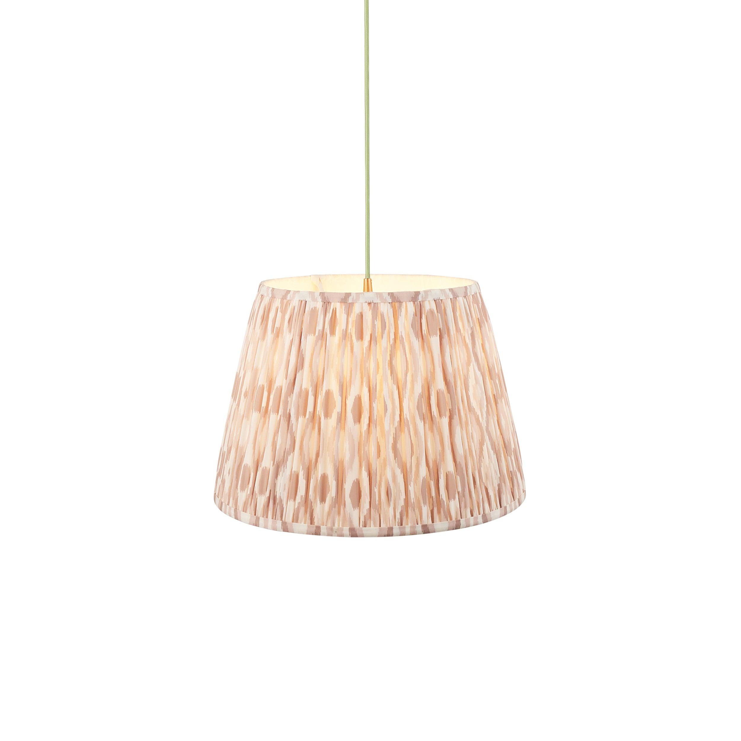 Eltham Ceiling Pendant Light With Green Flex and Neutral Ikat 40cm Shade