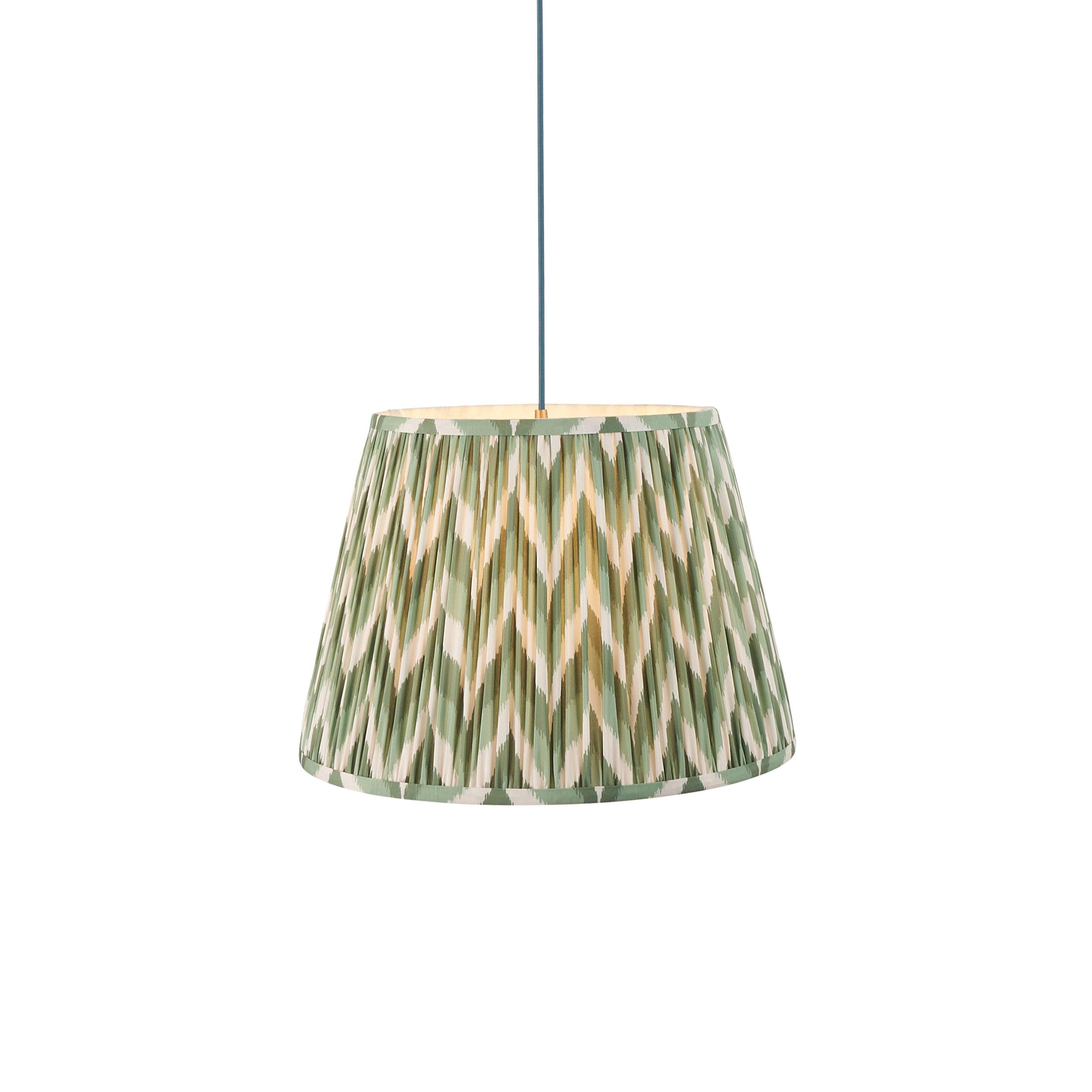 Eltham Ceiling Pendant Light With Blue Flex and Green Zigzag 40cm Shade
