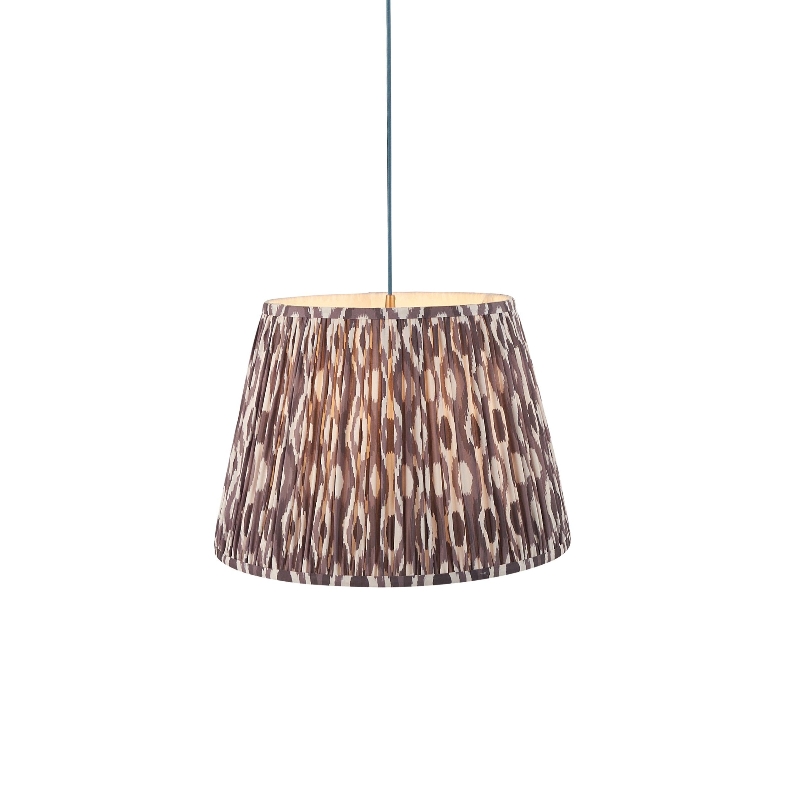 Eltham Ceiling Pendant Light With Blue Flex and Large Grey Ikat 40cm Shade