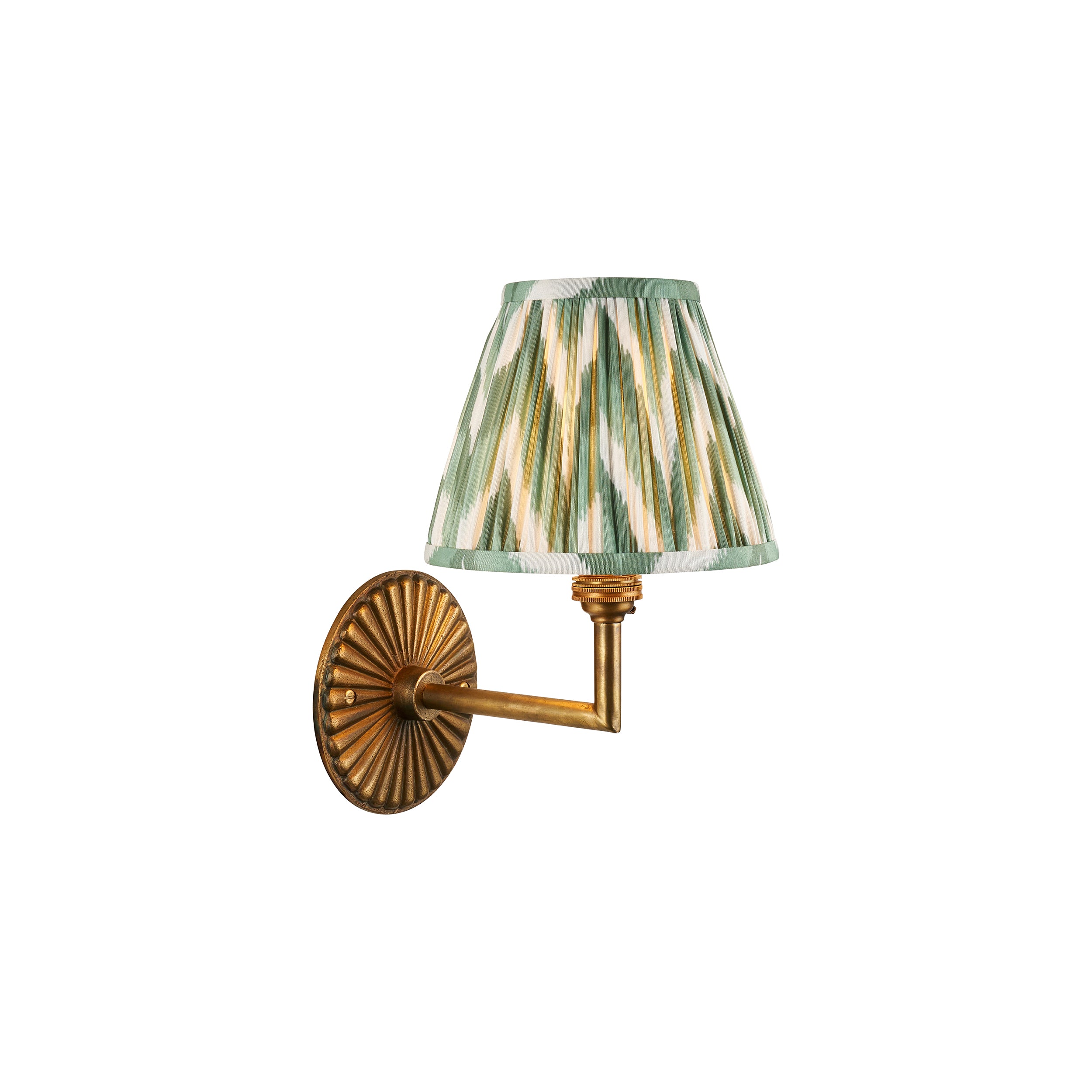 Dahlia Angle Brass Patina & Green Zigzag 16cm Shade 115324 by Endon Lighting
