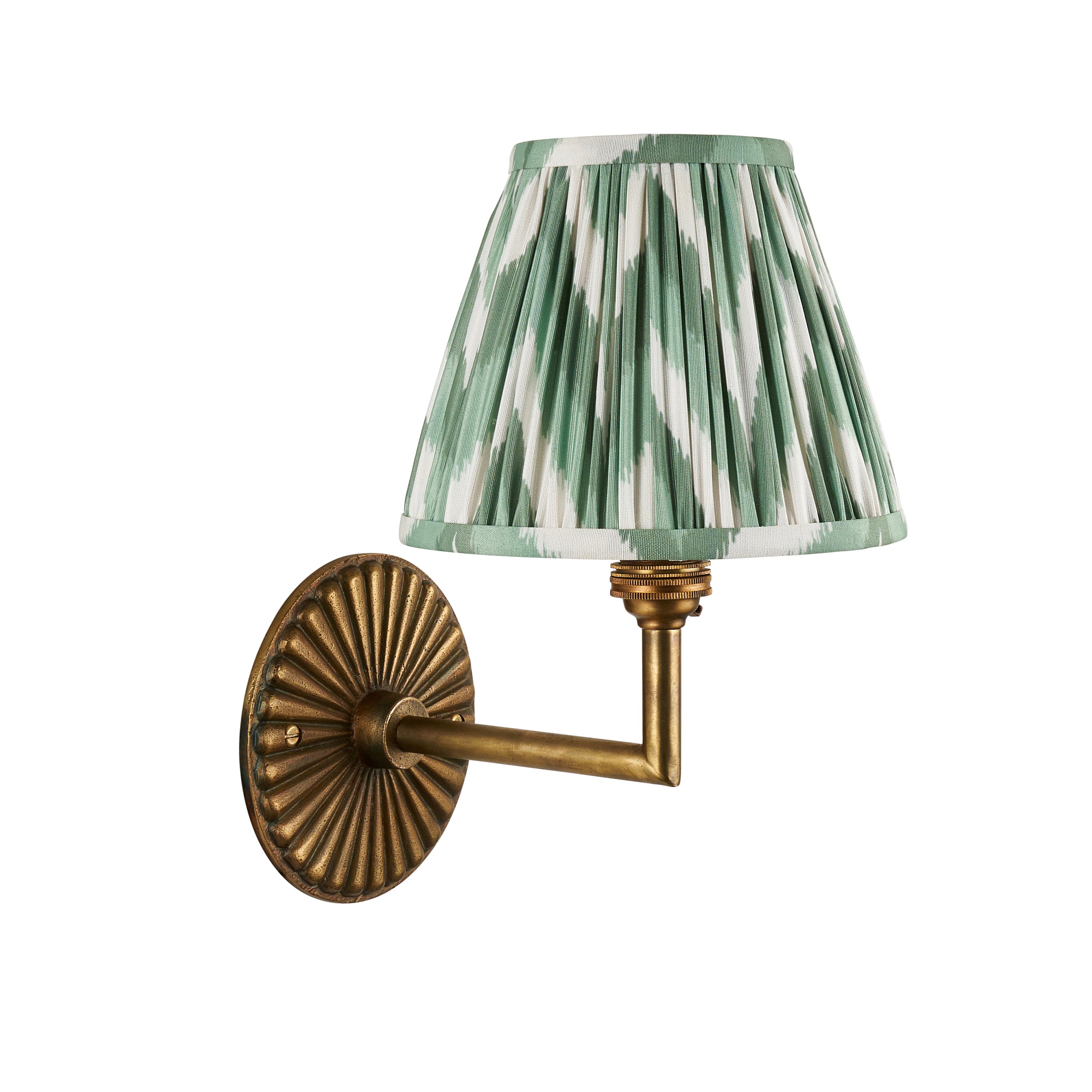 Dahlia Angle Brass Patina & Green Zigzag 16cm Shade