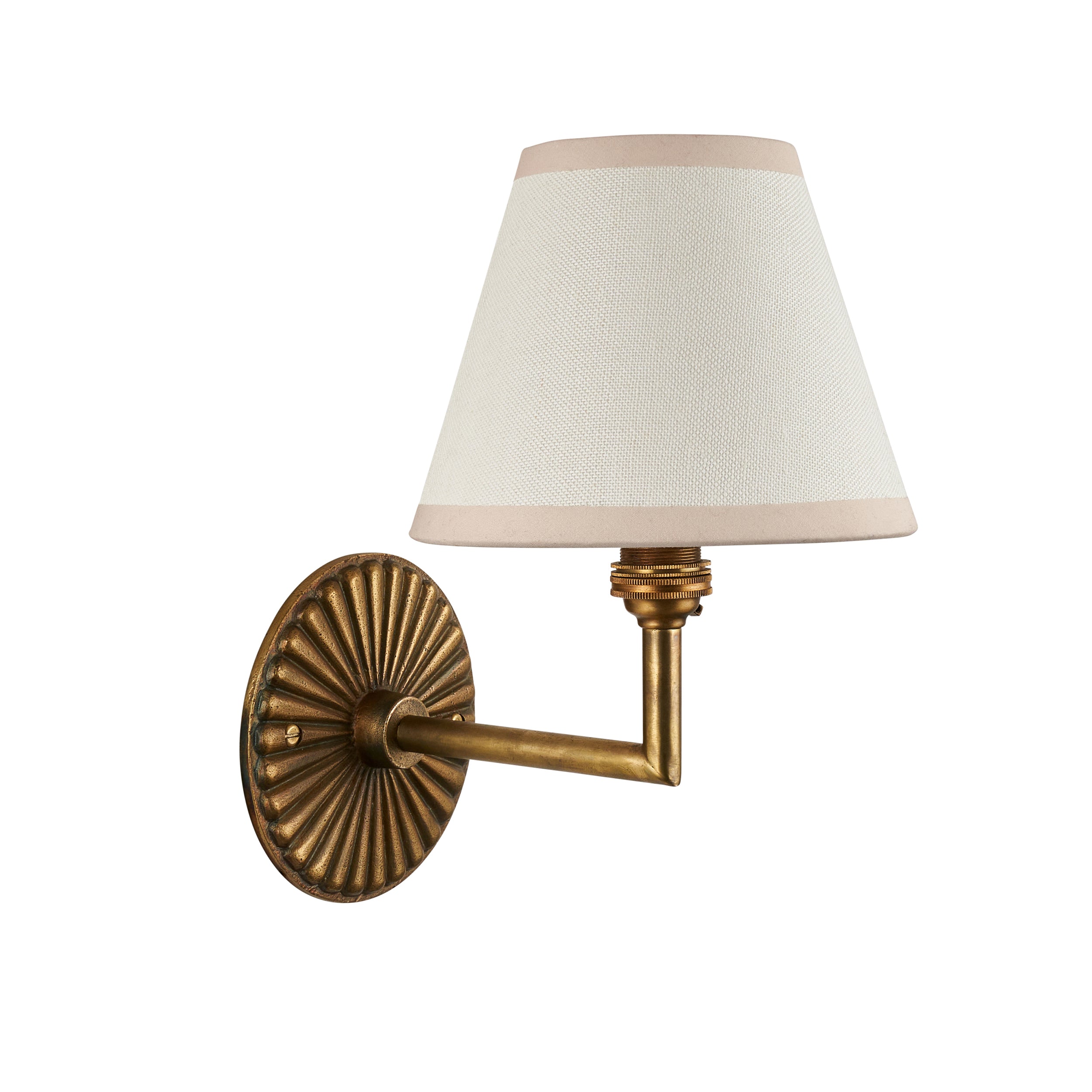 Dahlia Angle Brass Patina Wall Light & White Ivy 16cm Shade