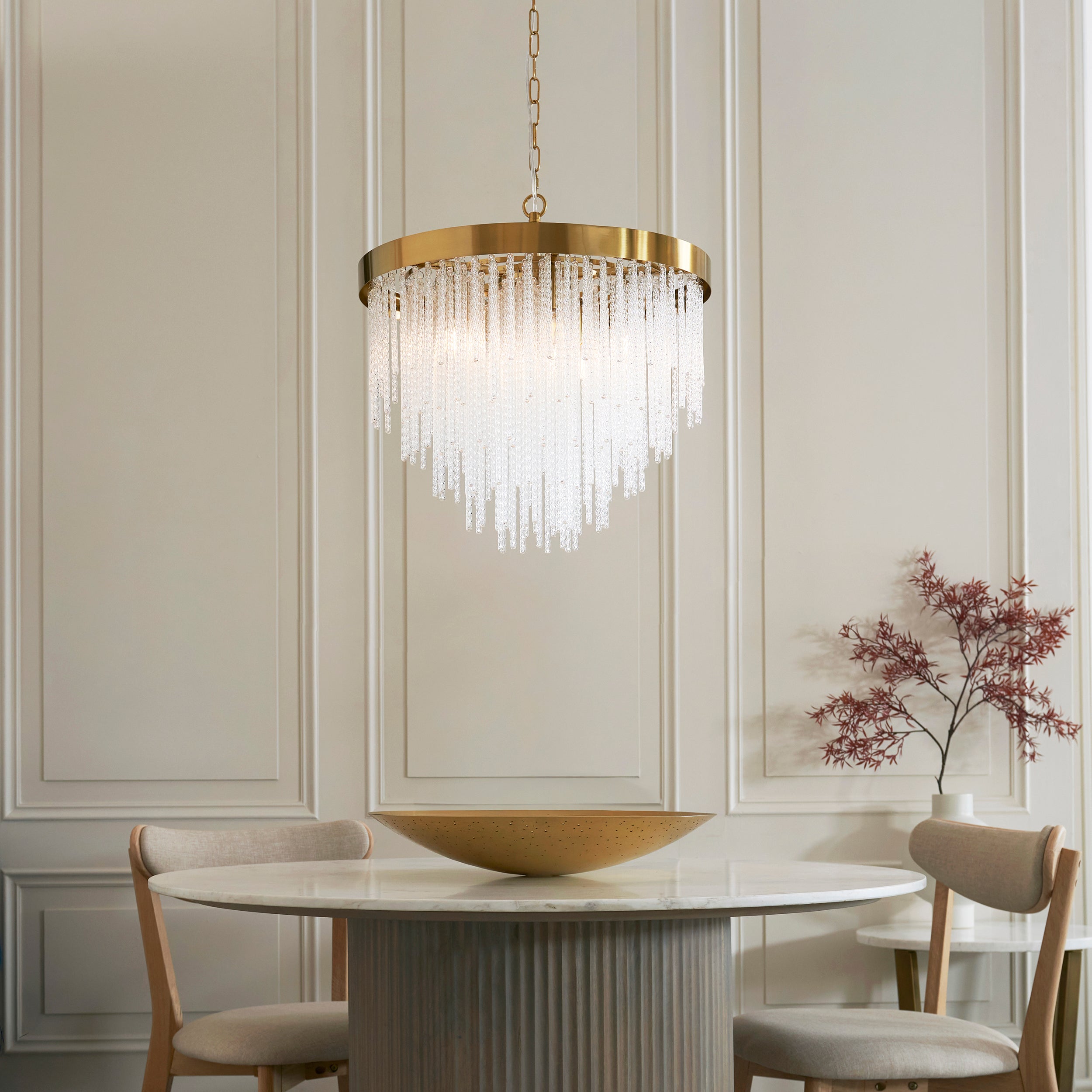 Anistoria 5 Light Brass Pendant - Glass Rods