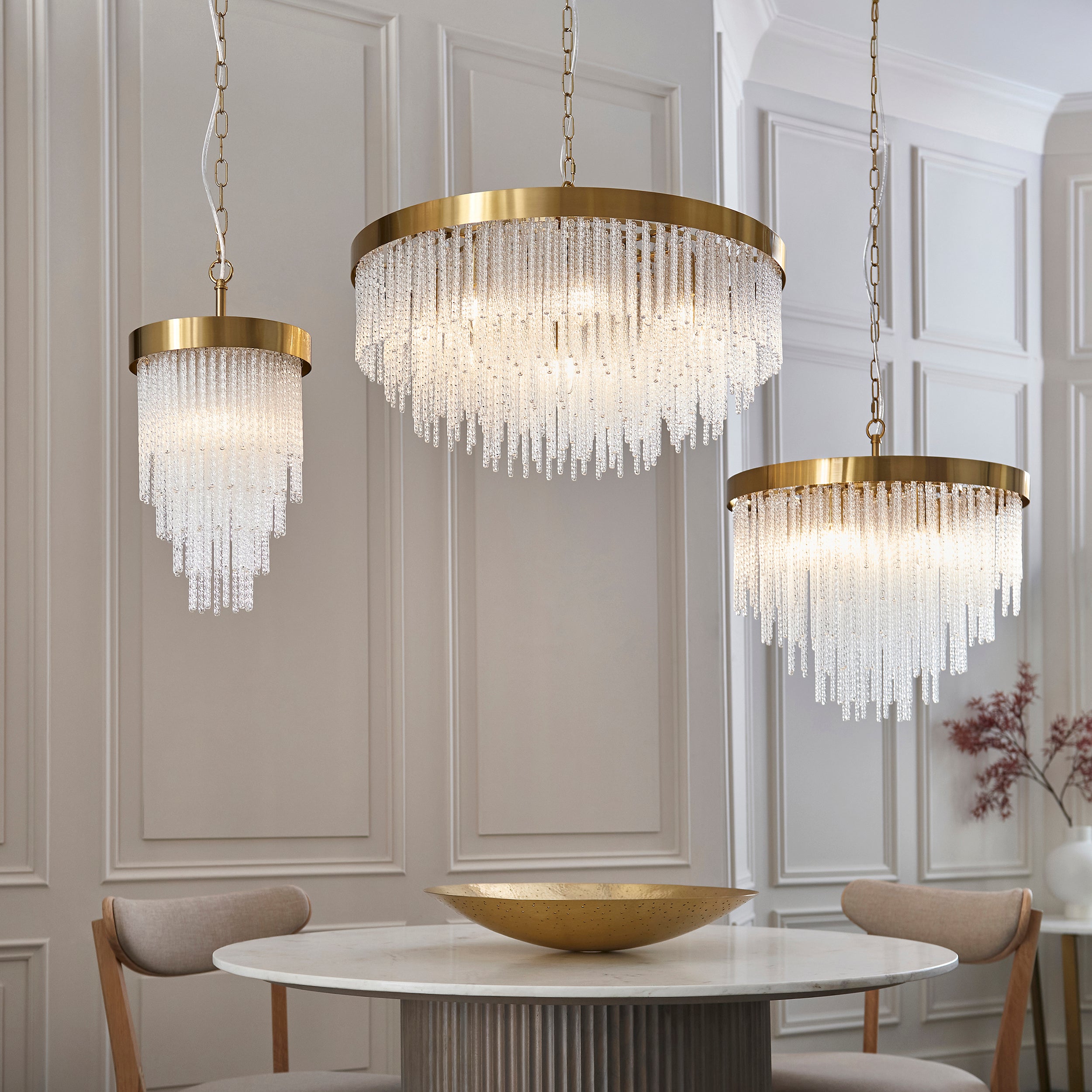 Anistoria 5 Light Brass Pendant - Glass Rods