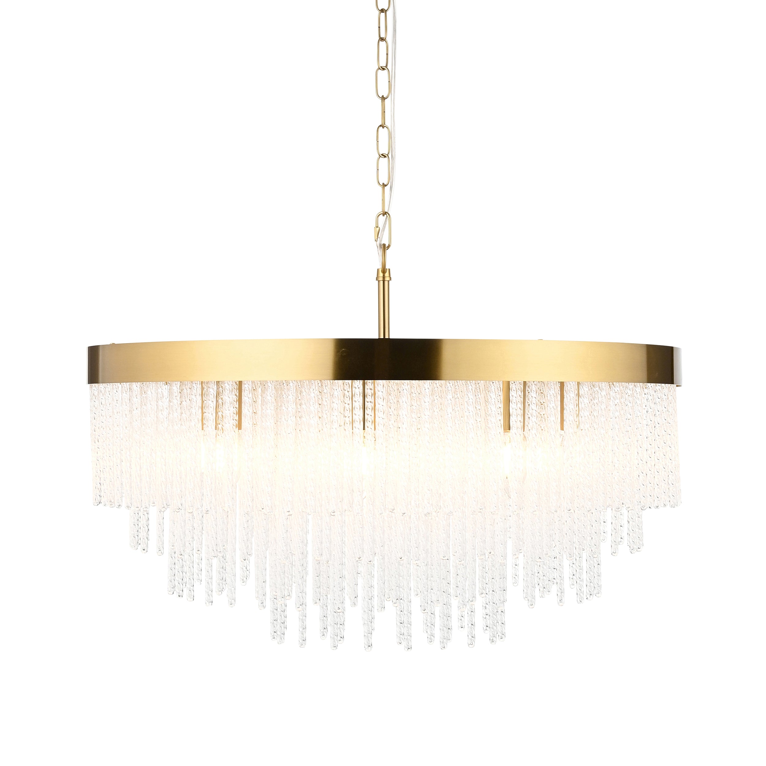 Anistoria Grand 9 Light Brass Pendant - Glass Rods 115347 by Endon Lighting