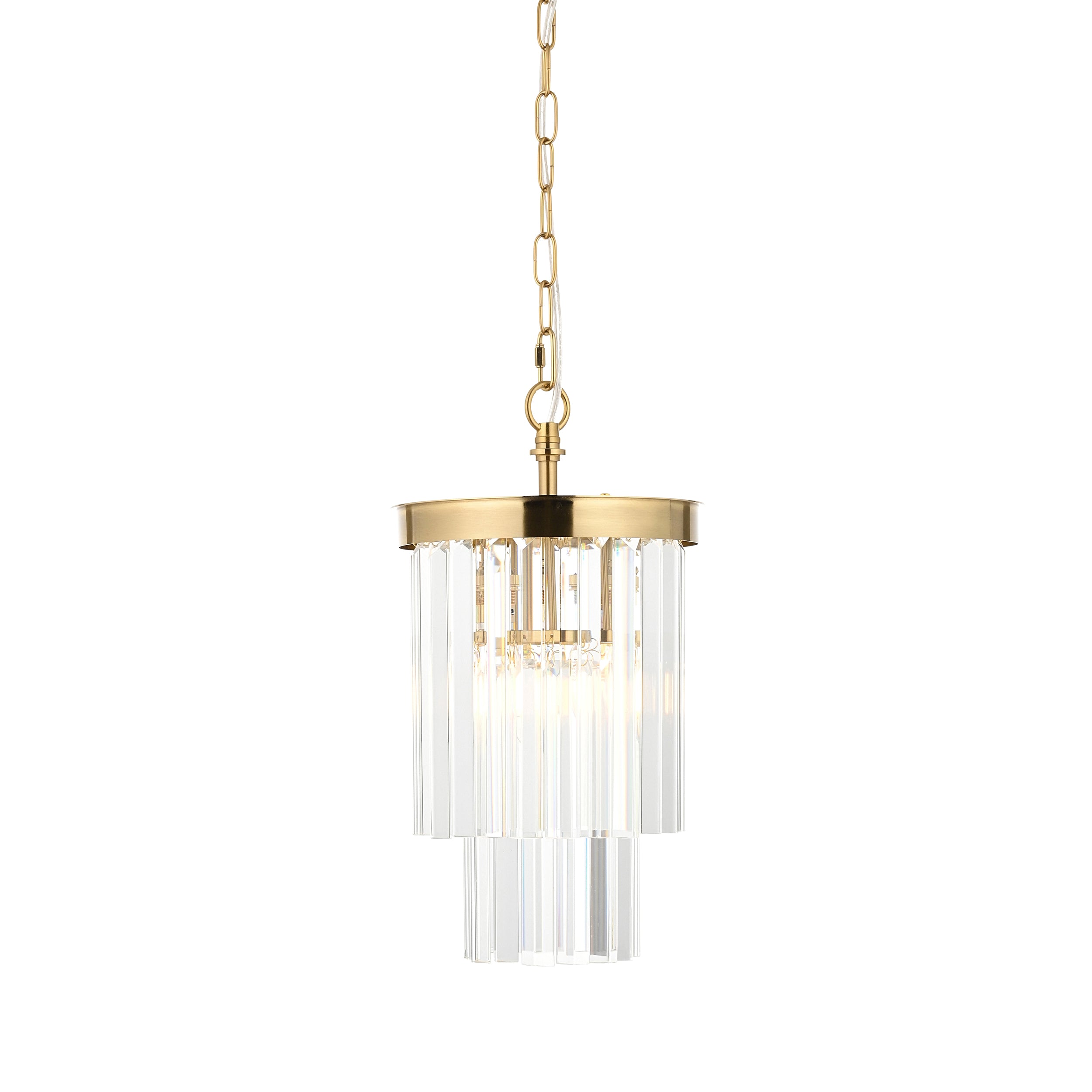 Conaston Brass Pendant - Clear Cut Glass 115455 by Endon Lighting