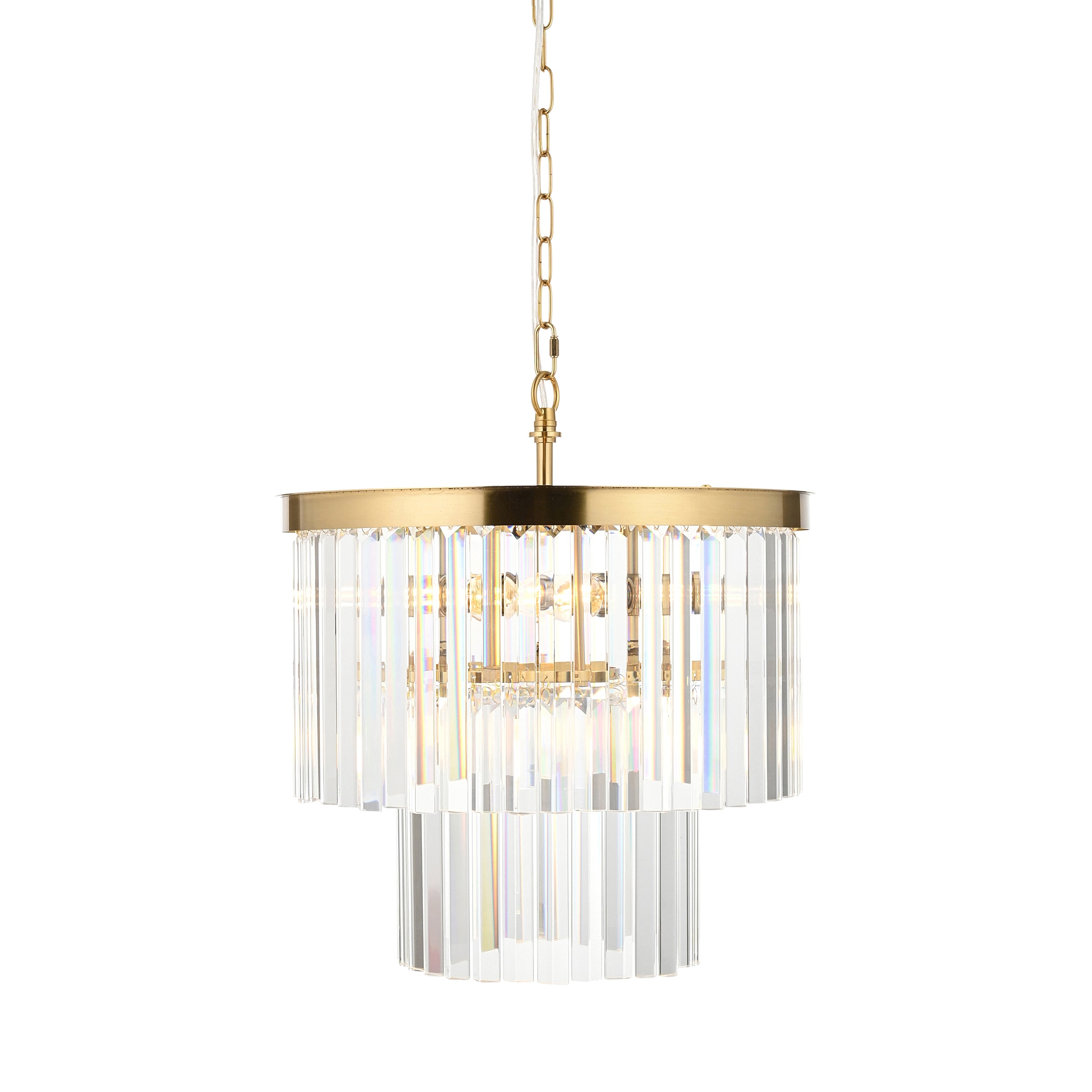 Conaston Brass 4 Light Pendant - Clear Cut Glass 115456 by Endon Lighting