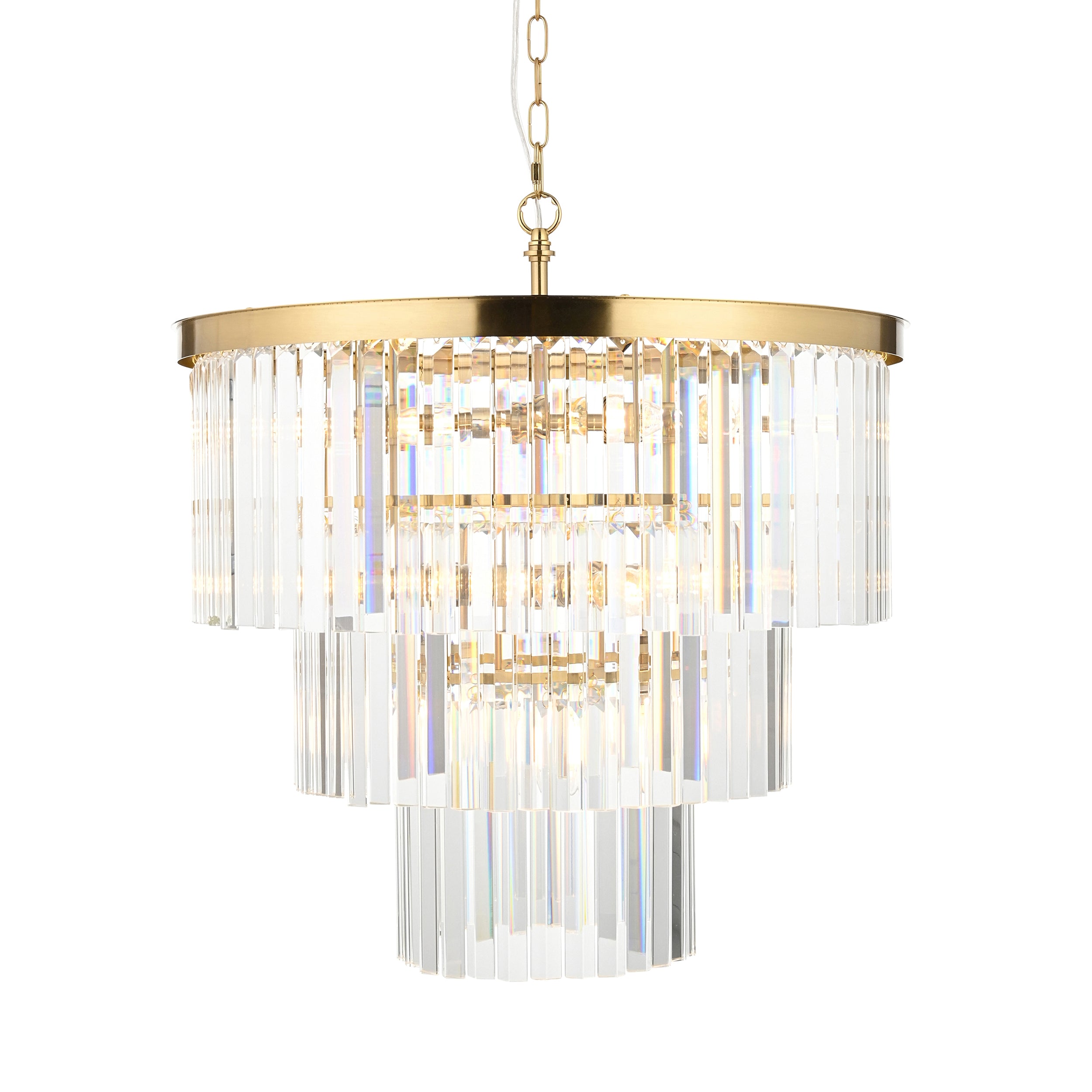 Conaston Brass 7 Light Pendant - Clear Cut Glass 115457 by Endon Lighting