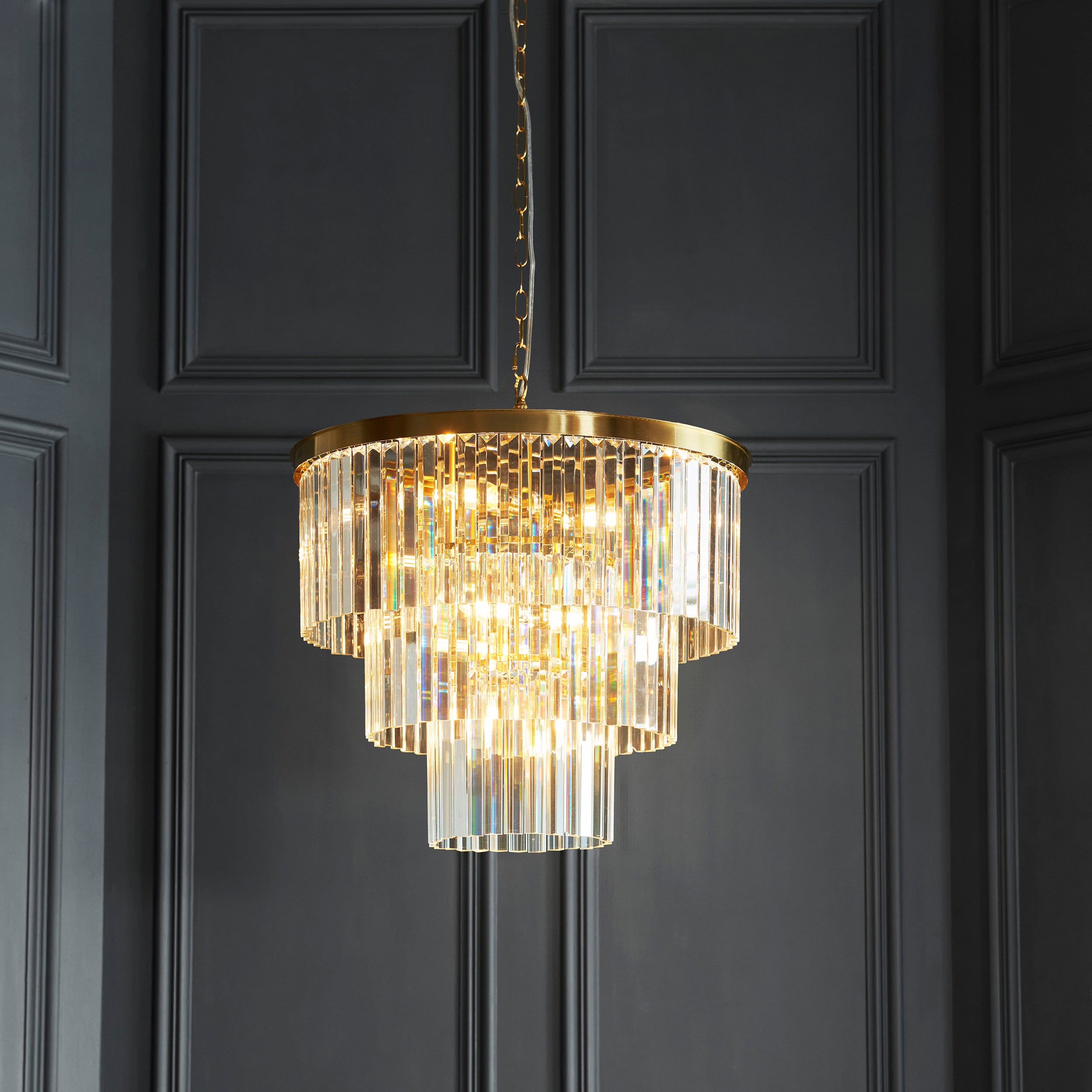 Conaston Brass 7 Light Pendant - Clear Cut Glass
