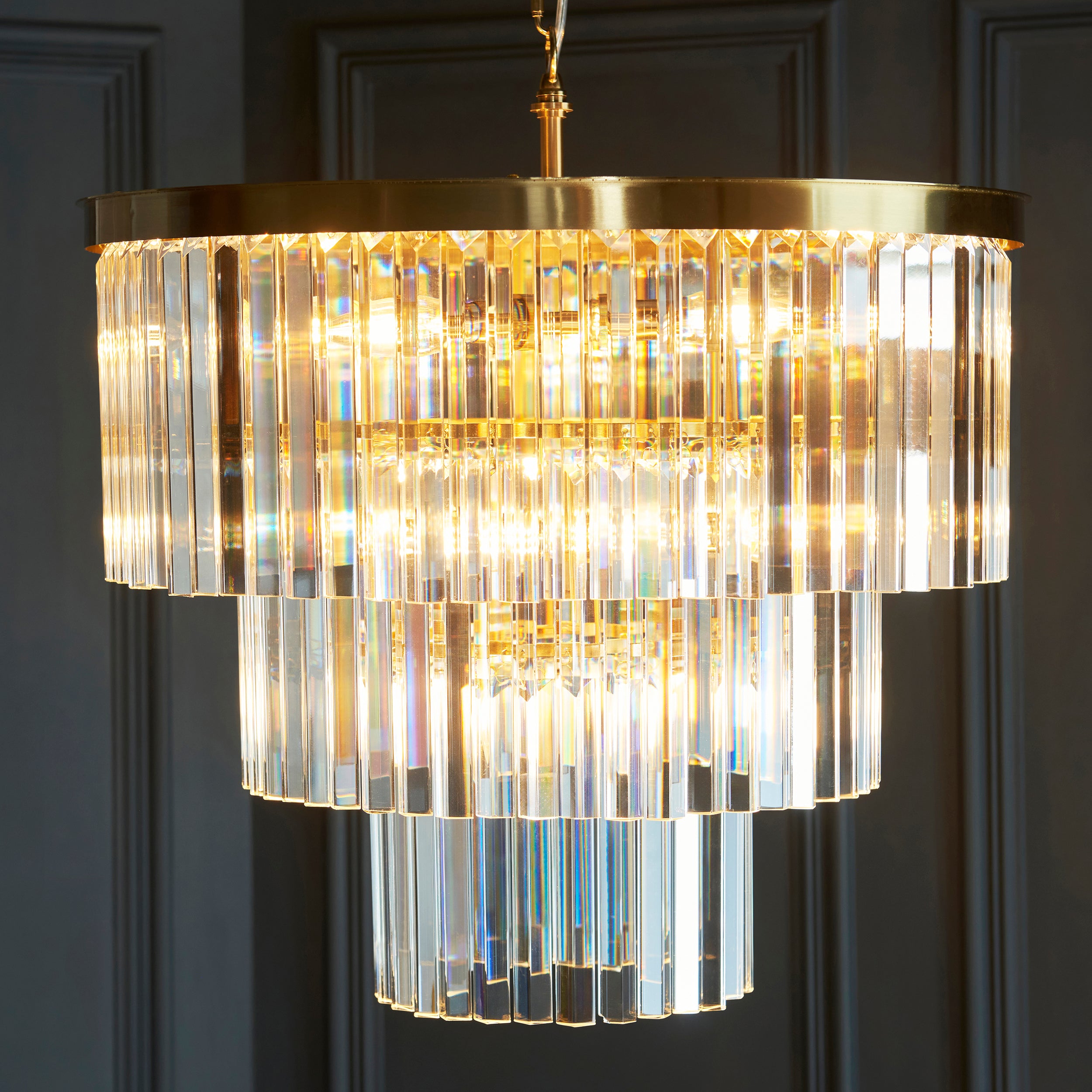 Conaston Brass 7 Light Pendant - Clear Cut Glass