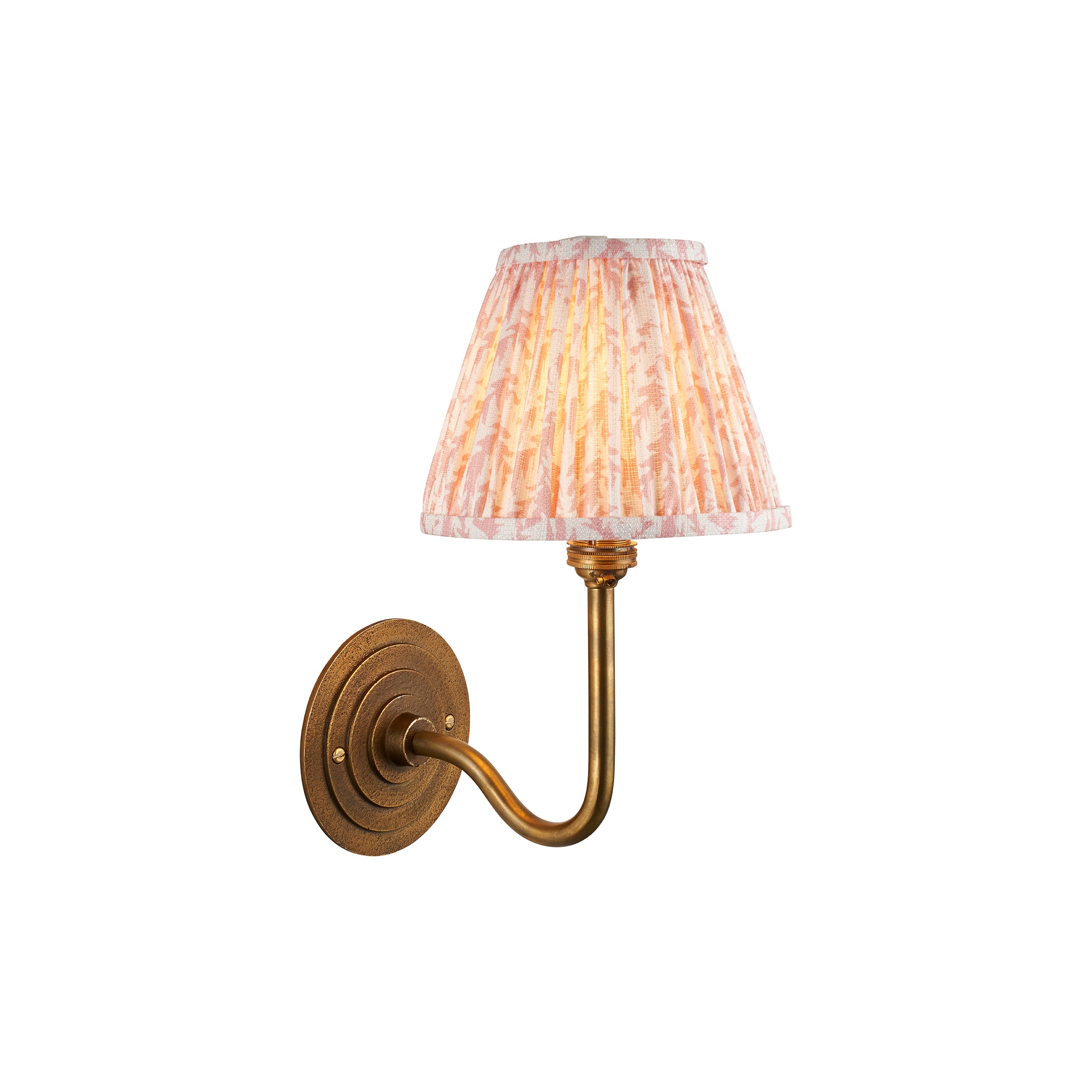 Halo Swan Brass Wall Light & Peachy Keen Leaf 16cm Shade 115465 by Endon Lighting