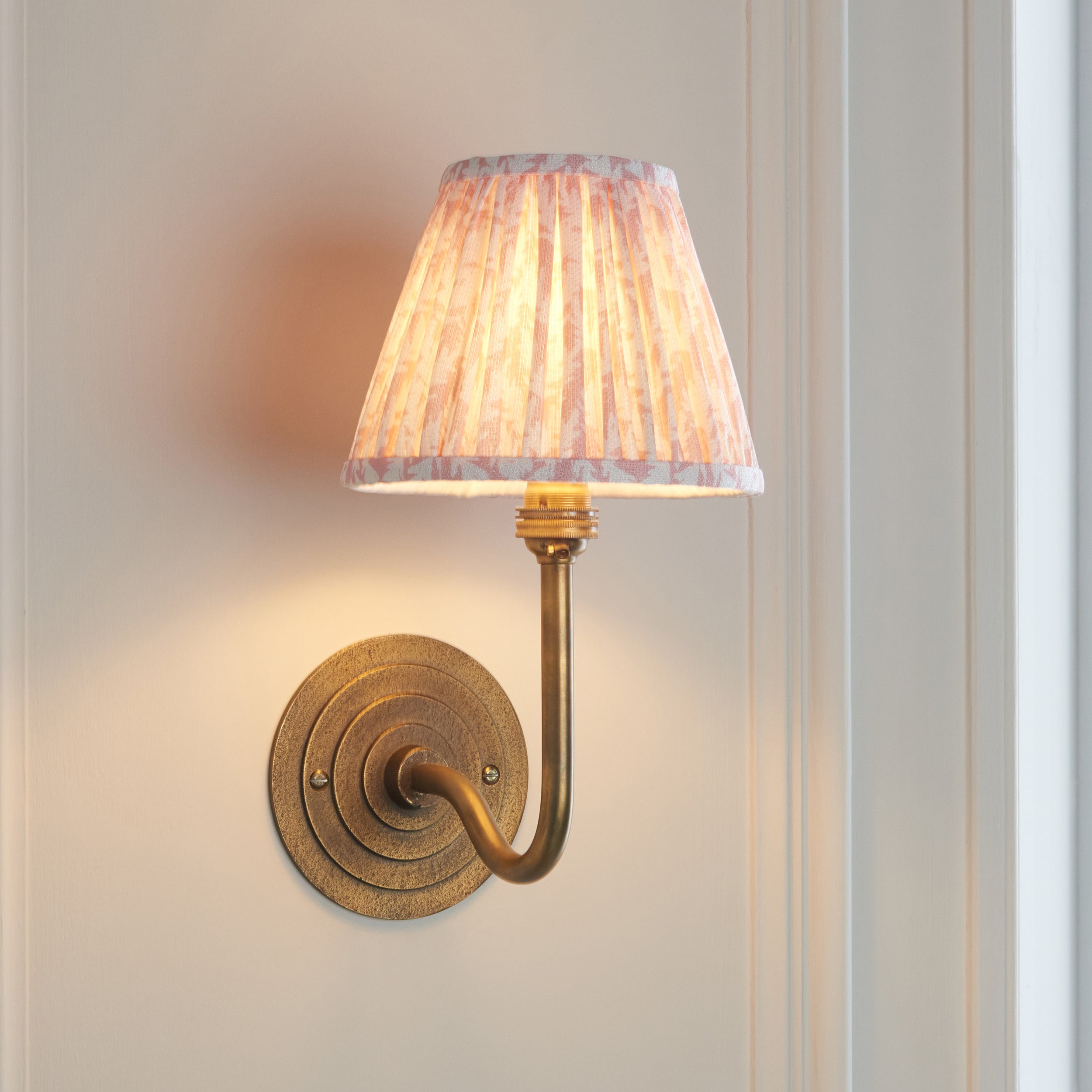 Halo Swan Brass Wall Light & Peachy Keen Leaf 16cm Shade